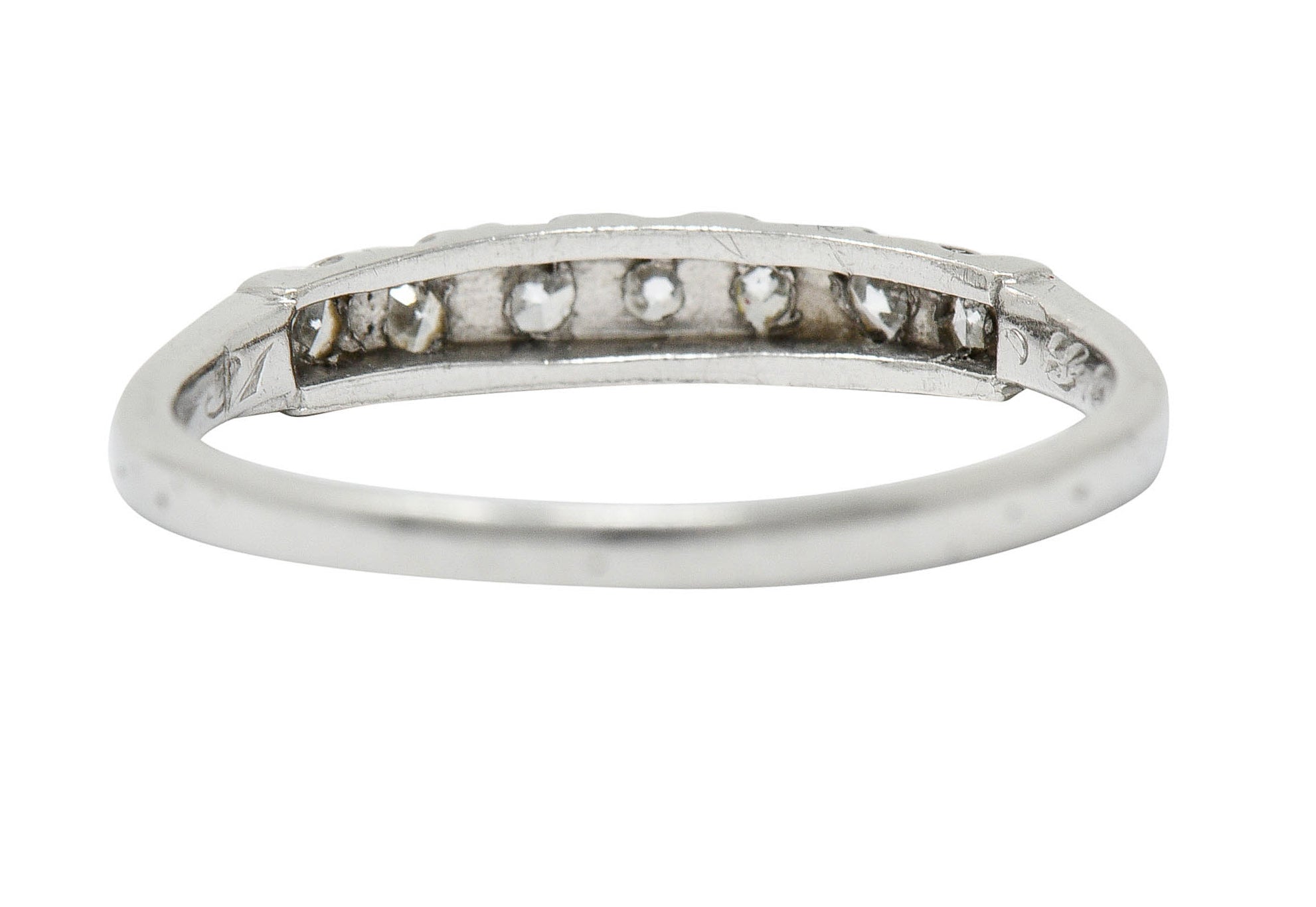 Art Deco Diamond Platinum Fishtail Anniversary Band RingRing - Wilson's Estate Jewelry
