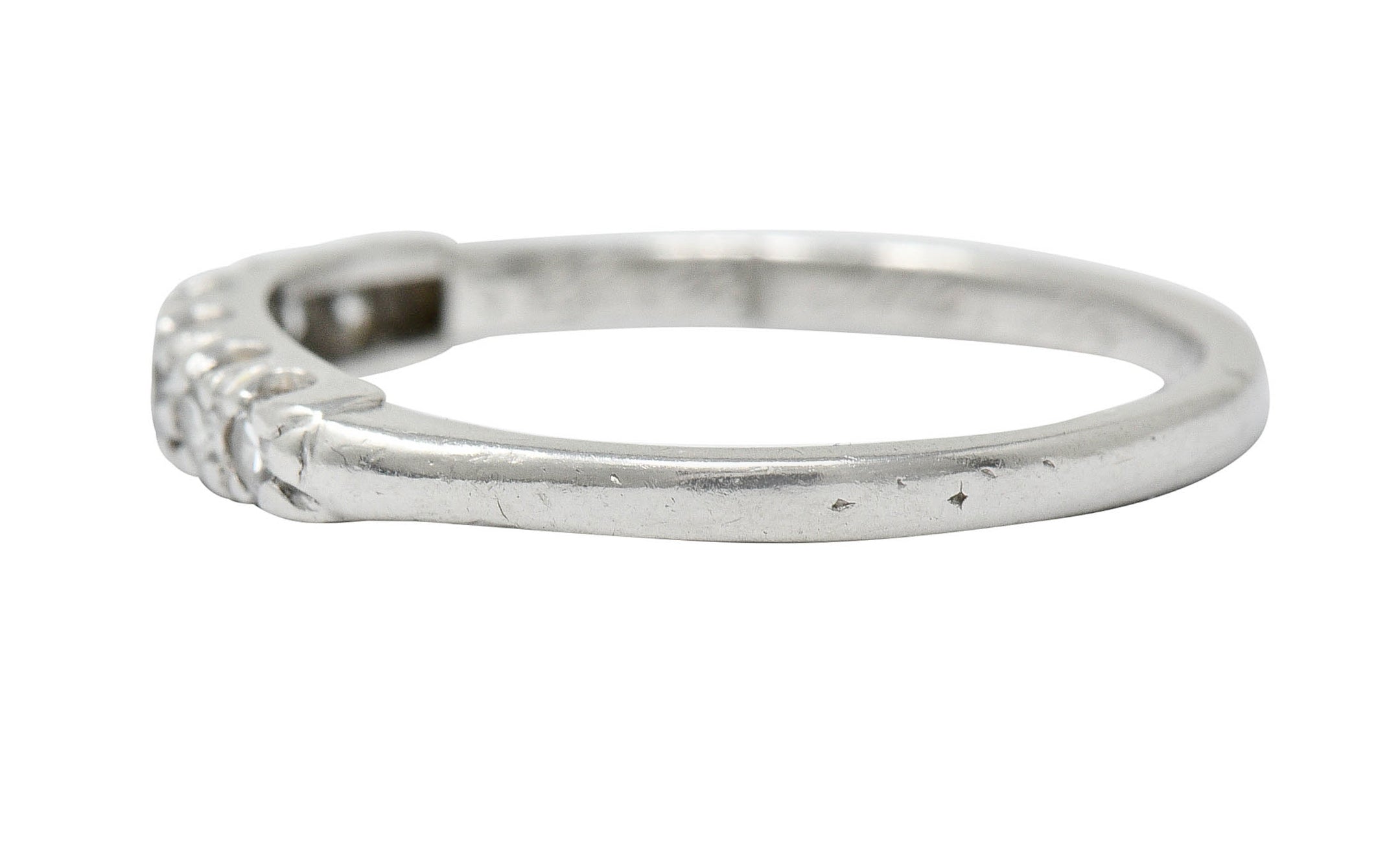 Art Deco Diamond Platinum Fishtail Anniversary Band RingRing - Wilson's Estate Jewelry