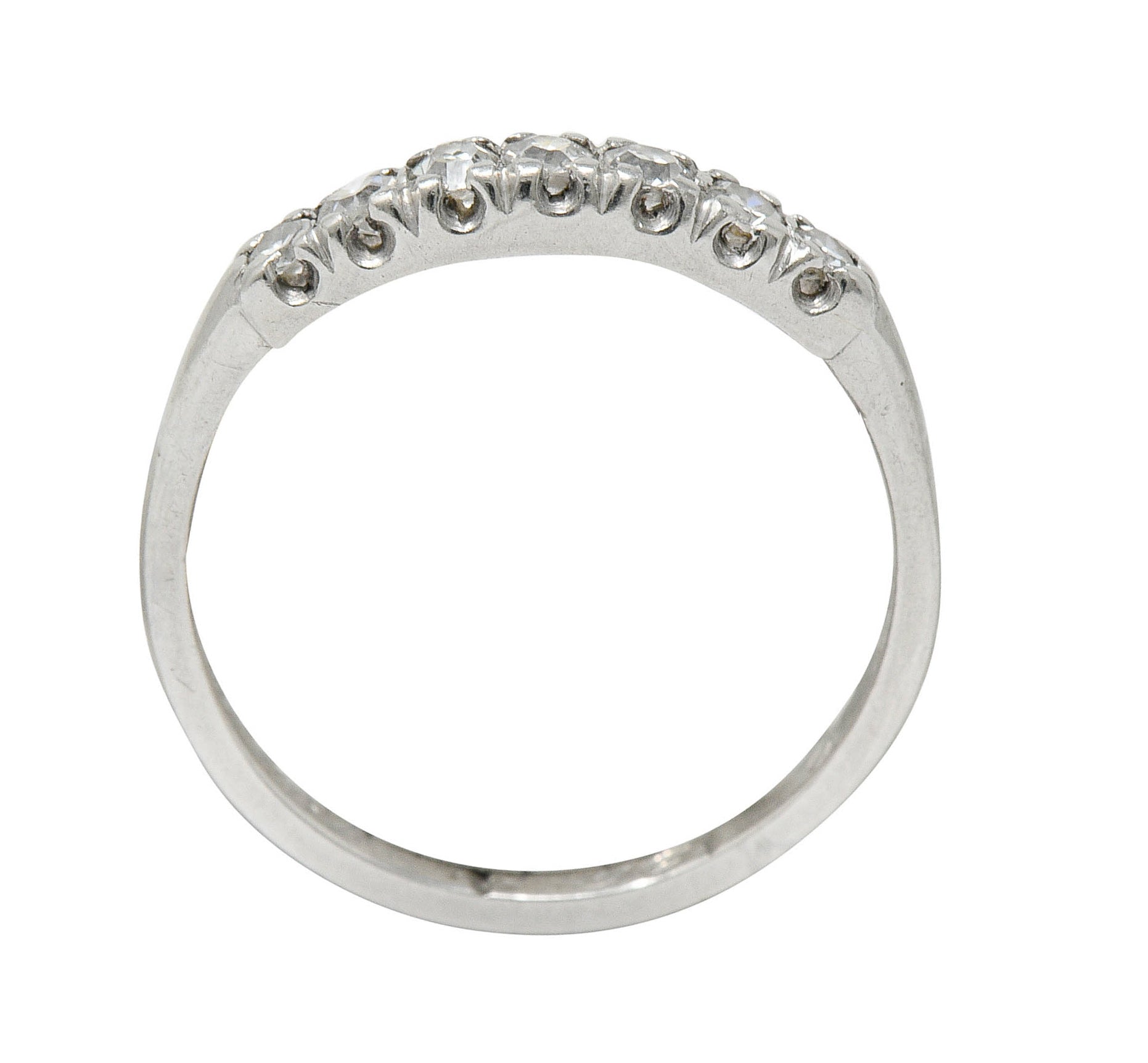 Art Deco Diamond Platinum Fishtail Anniversary Band RingRing - Wilson's Estate Jewelry