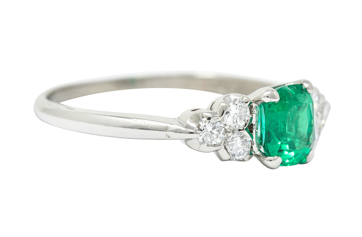 1950's Shreve Crump & Low 0.83 CTW Emerald Diamond Platinum RingRing - Wilson's Estate Jewelry
