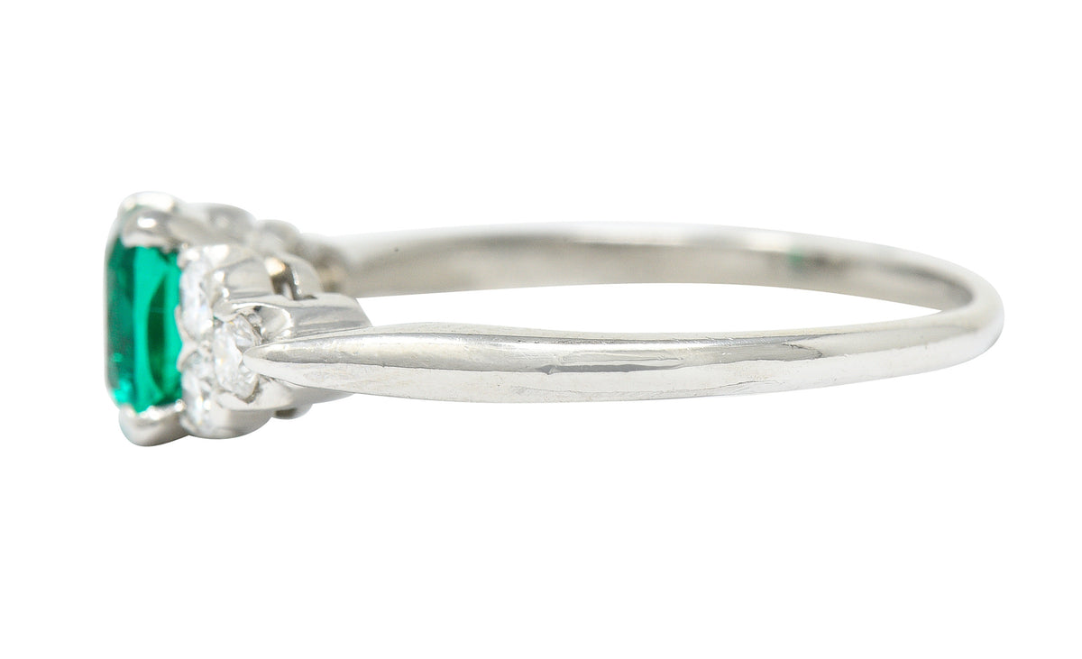 1950's Shreve Crump & Low 0.83 CTW Emerald Diamond Platinum RingRing - Wilson's Estate Jewelry