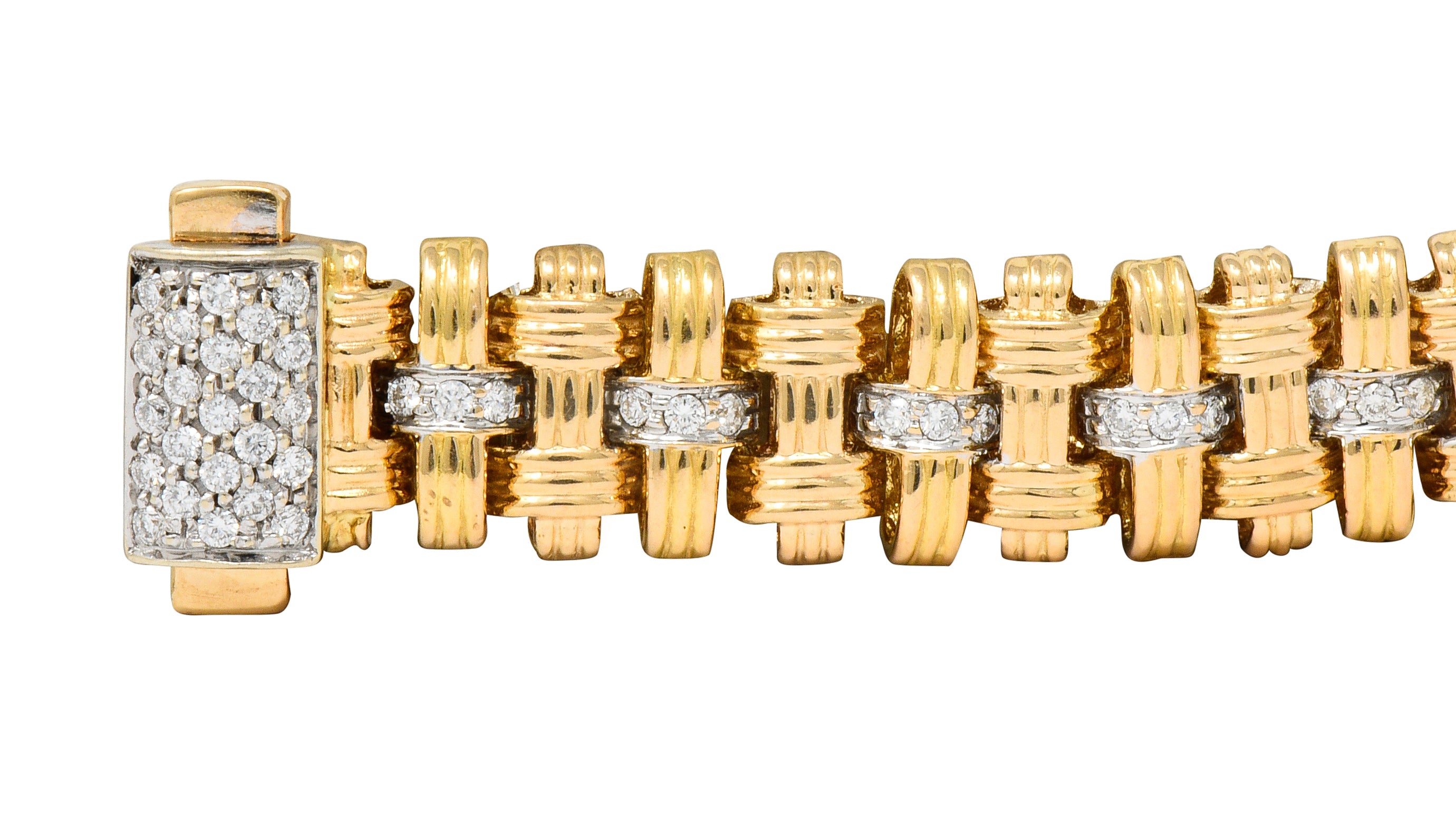 Roberto Coin Diamond 18 Karat Gold Appassionata Woven Link Bracelet - Wilson's Estate Jewelry