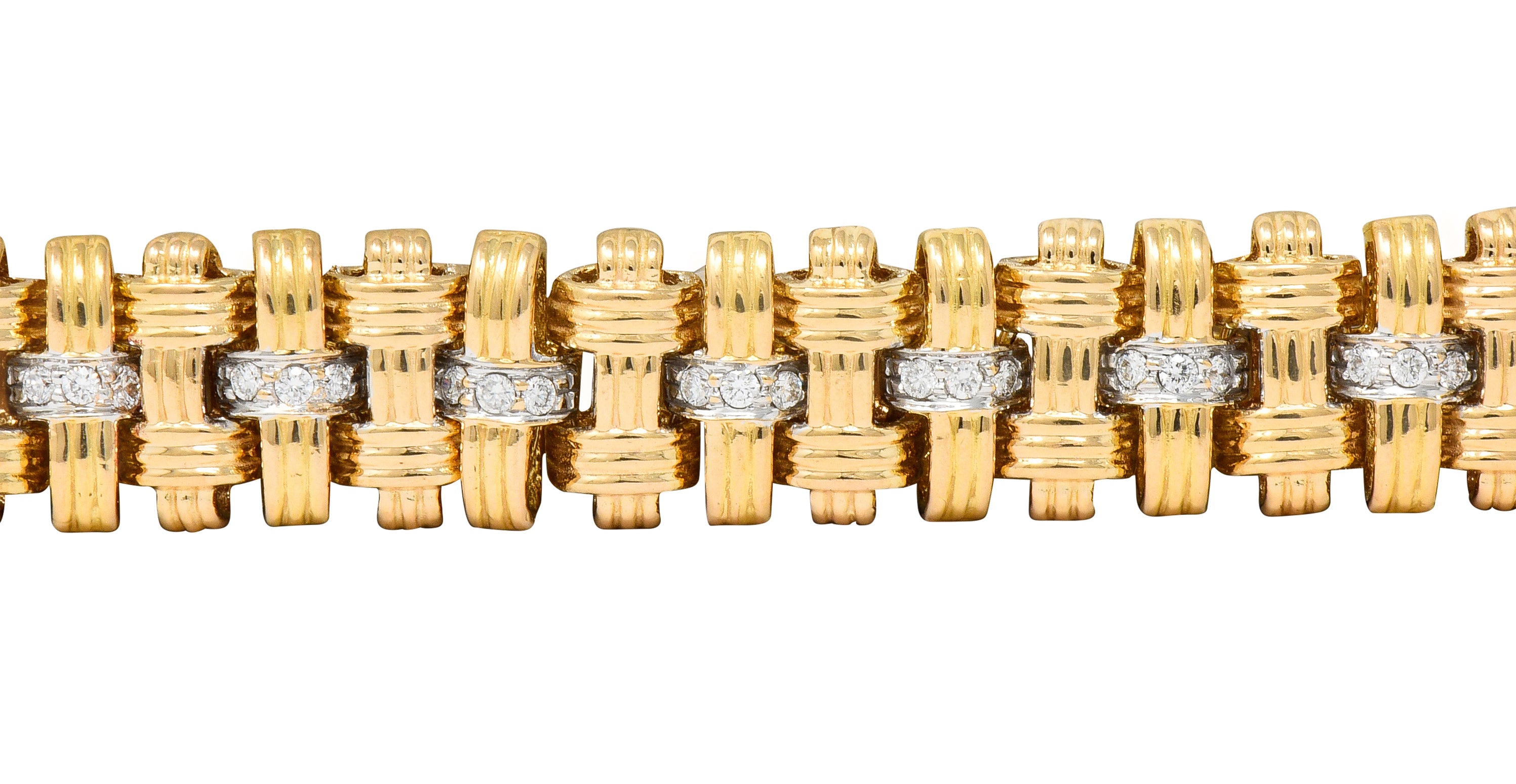 Roberto Coin Diamond 18 Karat Gold Appassionata Woven Link Bracelet - Wilson's Estate Jewelry