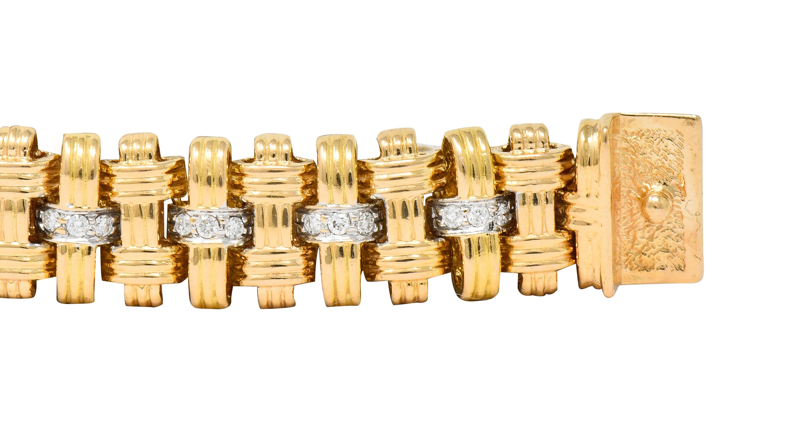 Roberto Coin Diamond 18 Karat Gold Appassionata Woven Link Bracelet - Wilson's Estate Jewelry