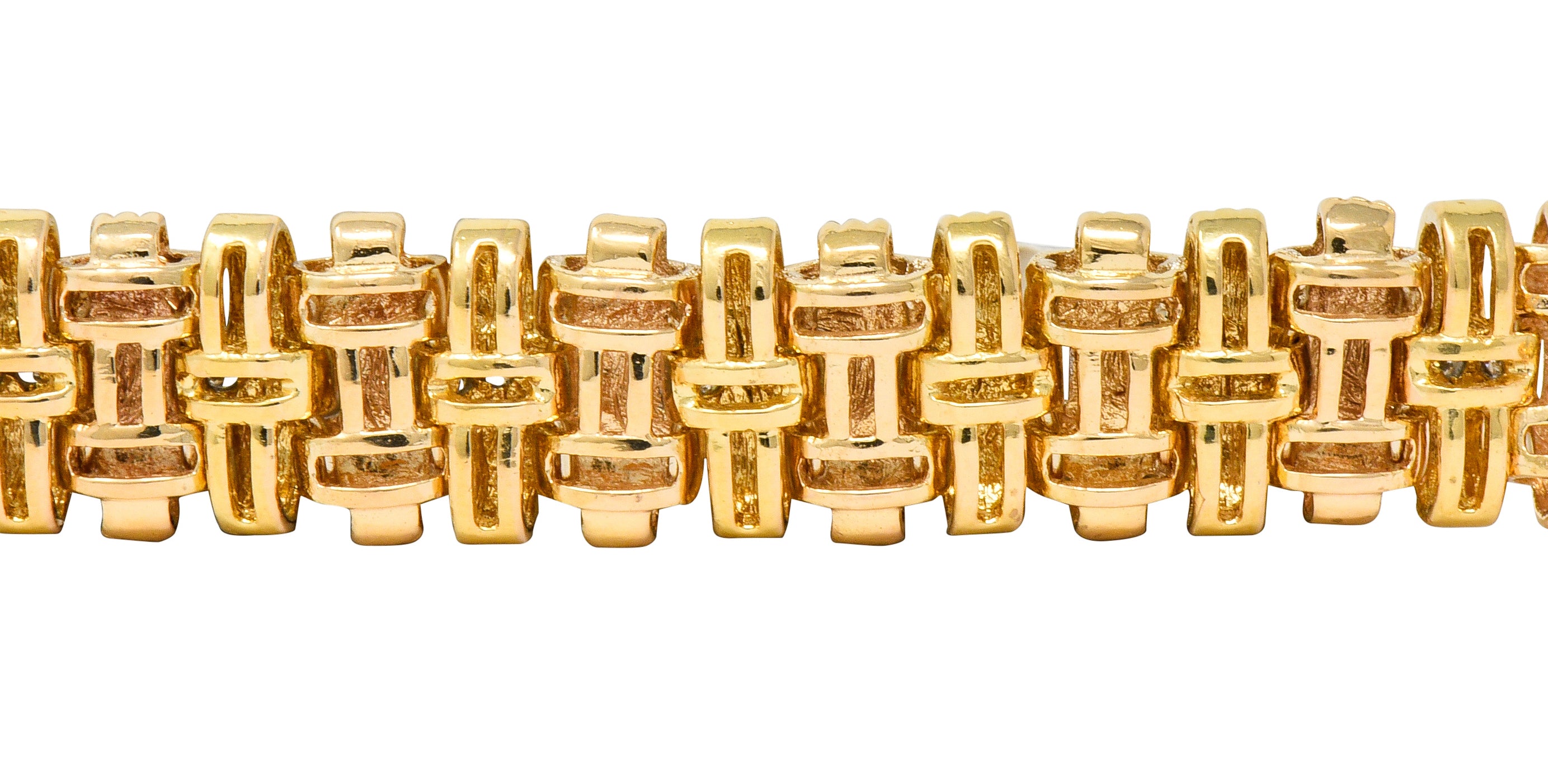 Roberto Coin Diamond 18 Karat Gold Appassionata Woven Link Bracelet - Wilson's Estate Jewelry