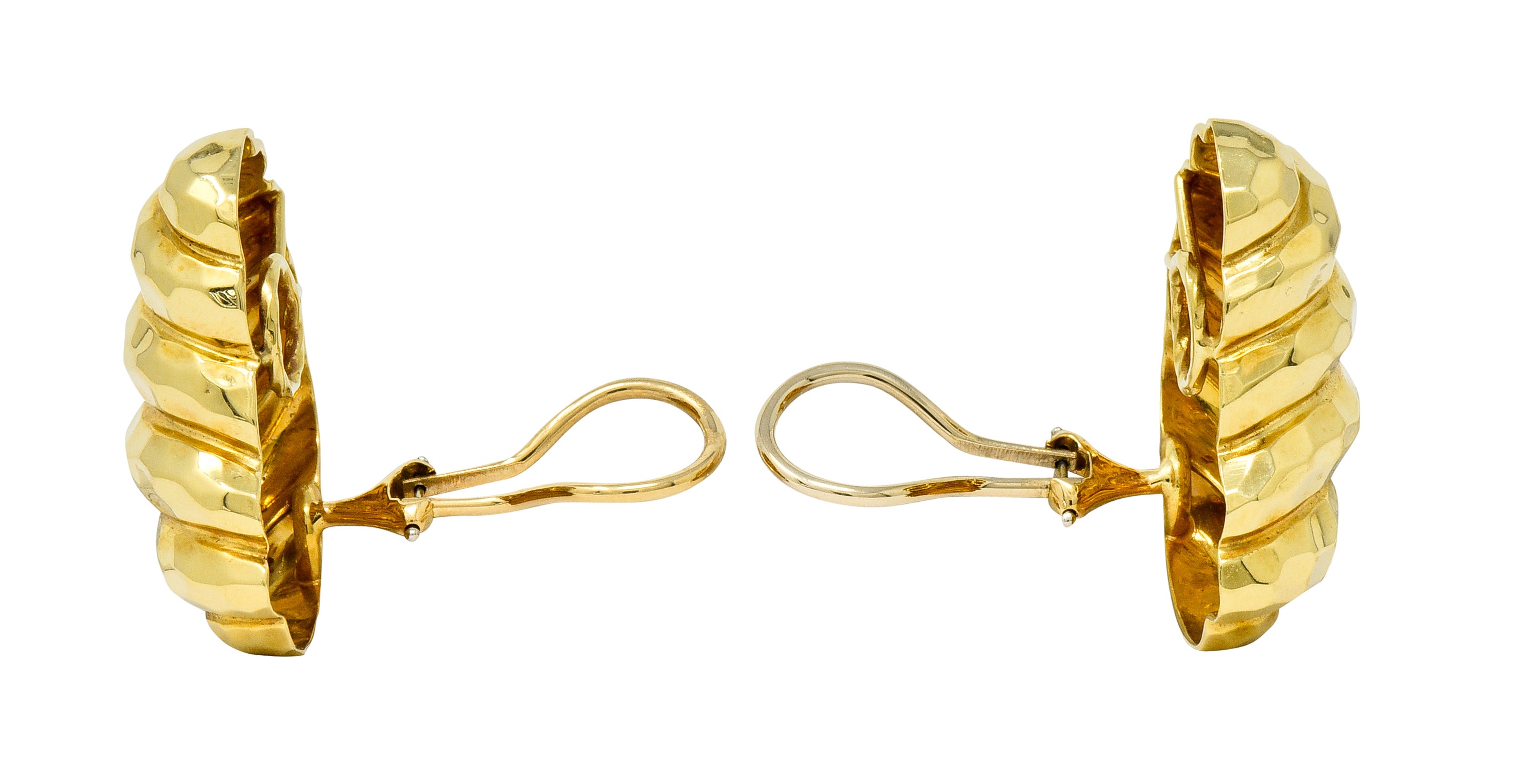 Henry Dunay Vintage 18 Karat Gold Hammered Ear-Clip Earrings Circa 1980 - Wilson's Estate Jewelry