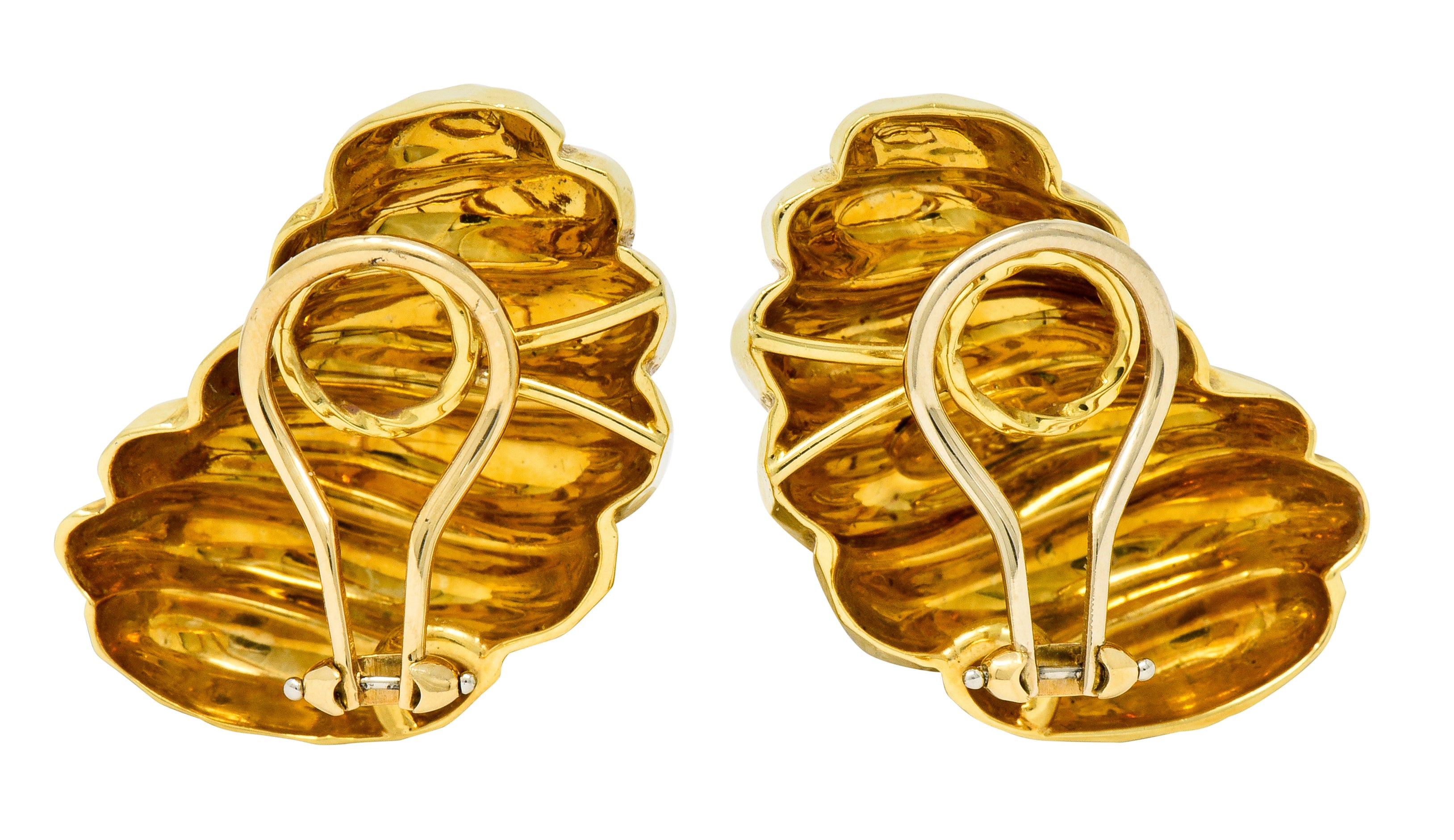 Henry Dunay Vintage 18 Karat Gold Hammered Ear-Clip Earrings Circa 1980 - Wilson's Estate Jewelry