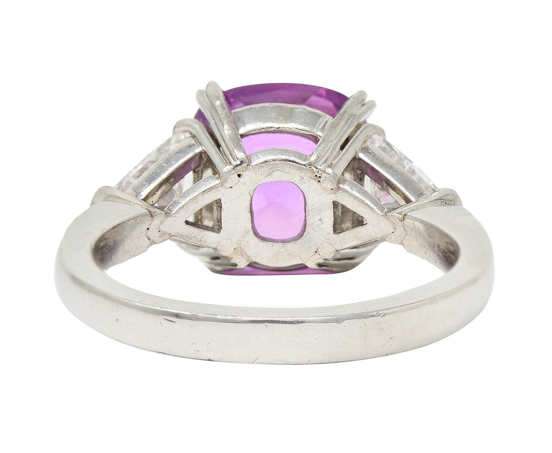 1980's Vintage 6.20 CTW Pink Sapphire Diamond Platinum Three Stone RingRing - Wilson's Estate Jewelry