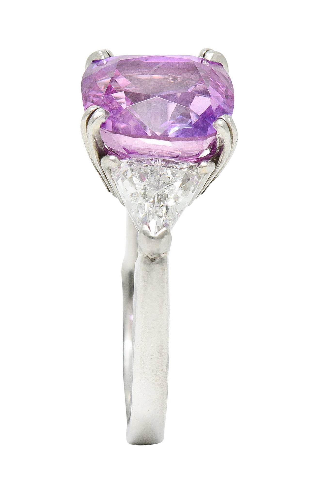 1980's Vintage 6.20 CTW Pink Sapphire Diamond Platinum Three Stone RingRing - Wilson's Estate Jewelry