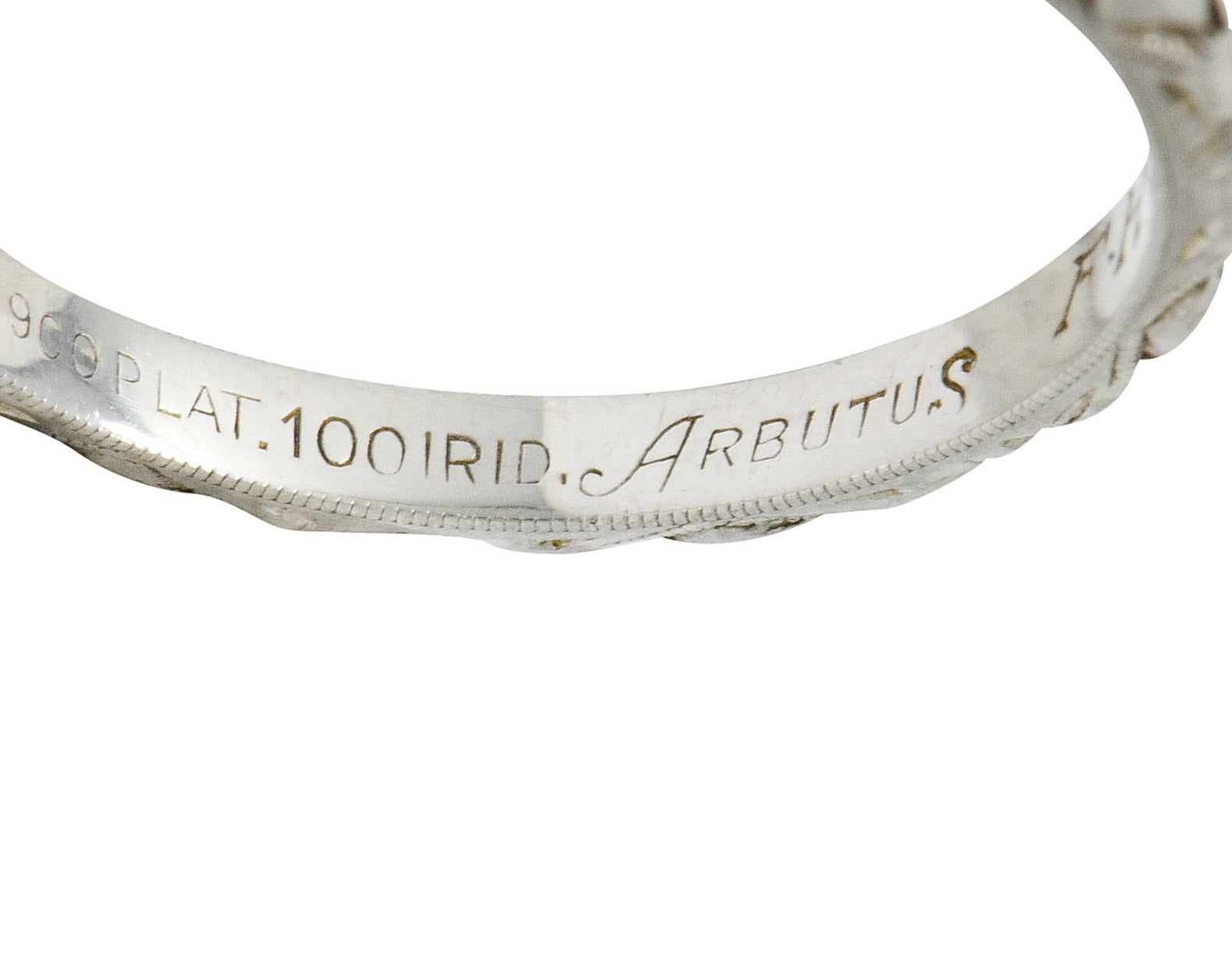 Art Deco Platinum Raised Flower Wedding Band Ring - Wilson's Estate Jewelry