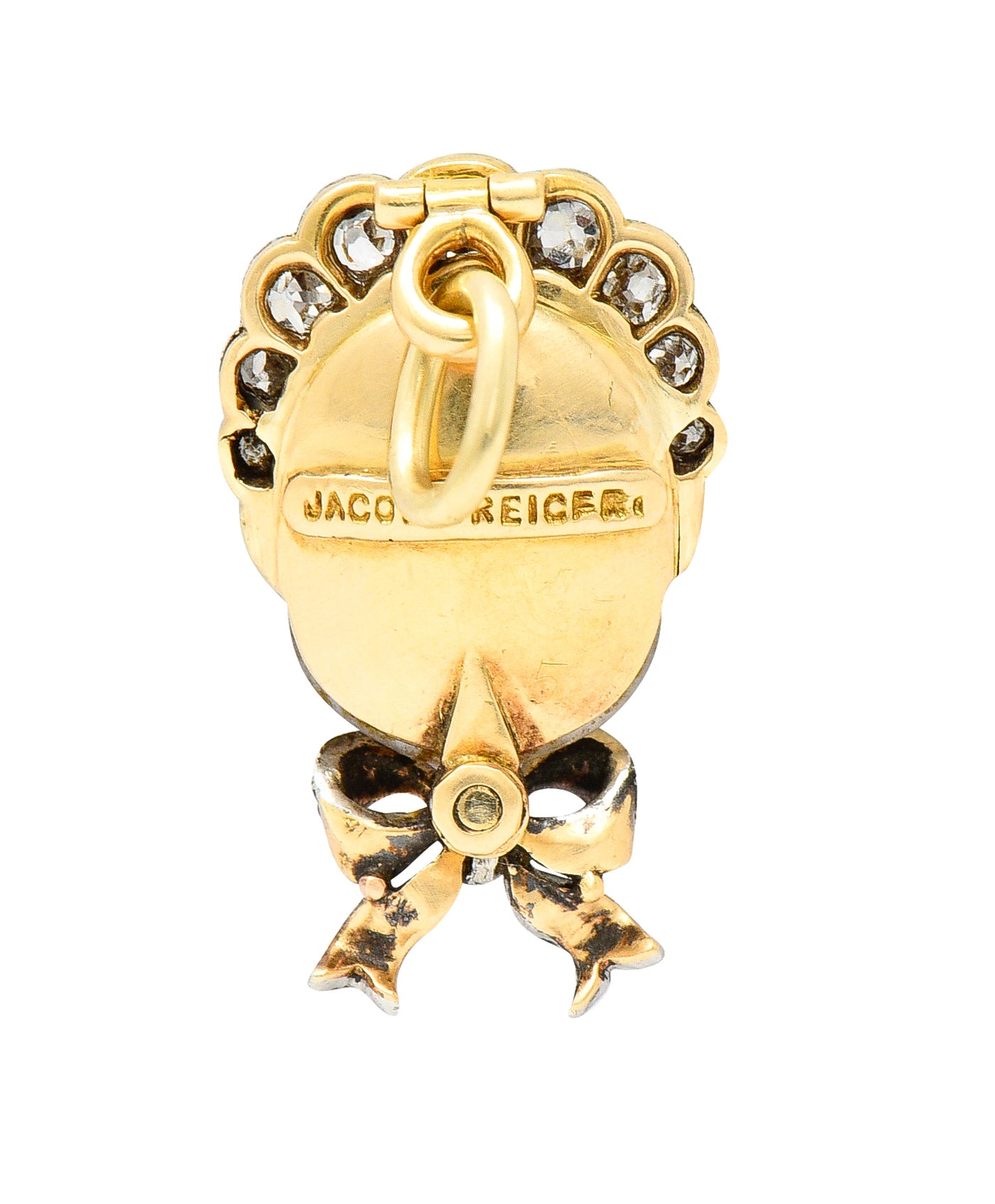 Dreicer & Co. Edwardian Diamond Carved Moonstone Platinum-Topped Baby Pendant Wilson's Estate Jewelry