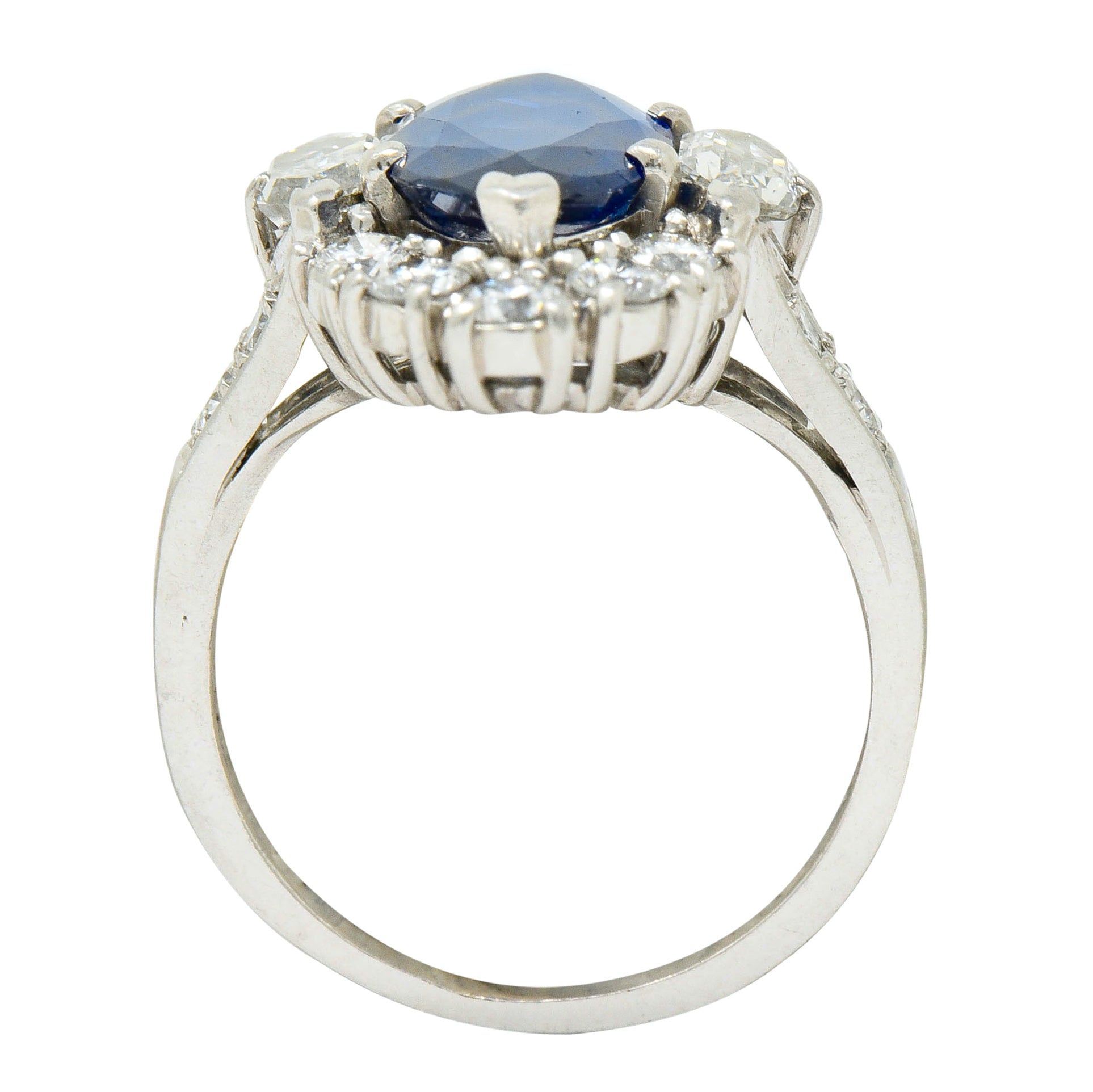 Tiffany & Co. No Heat Sapphire Diamond Platinum Navette Cluster Ring AGL - Wilson's Estate Jewelry