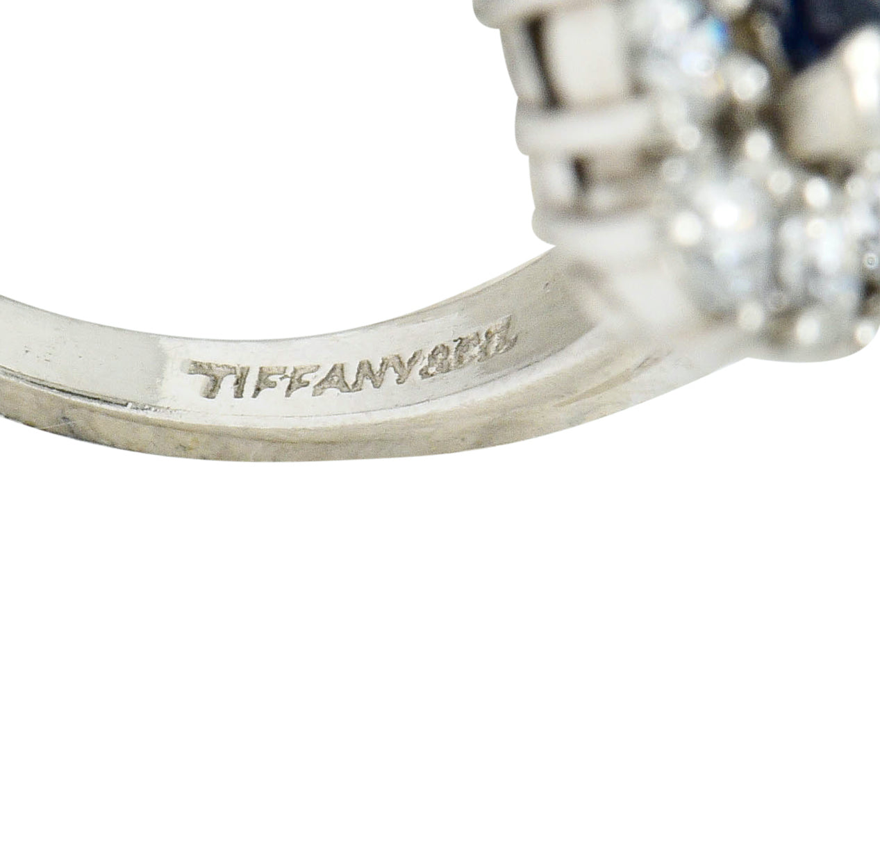 Tiffany & Co. No Heat Sapphire Diamond Platinum Navette Cluster Ring AGL - Wilson's Estate Jewelry