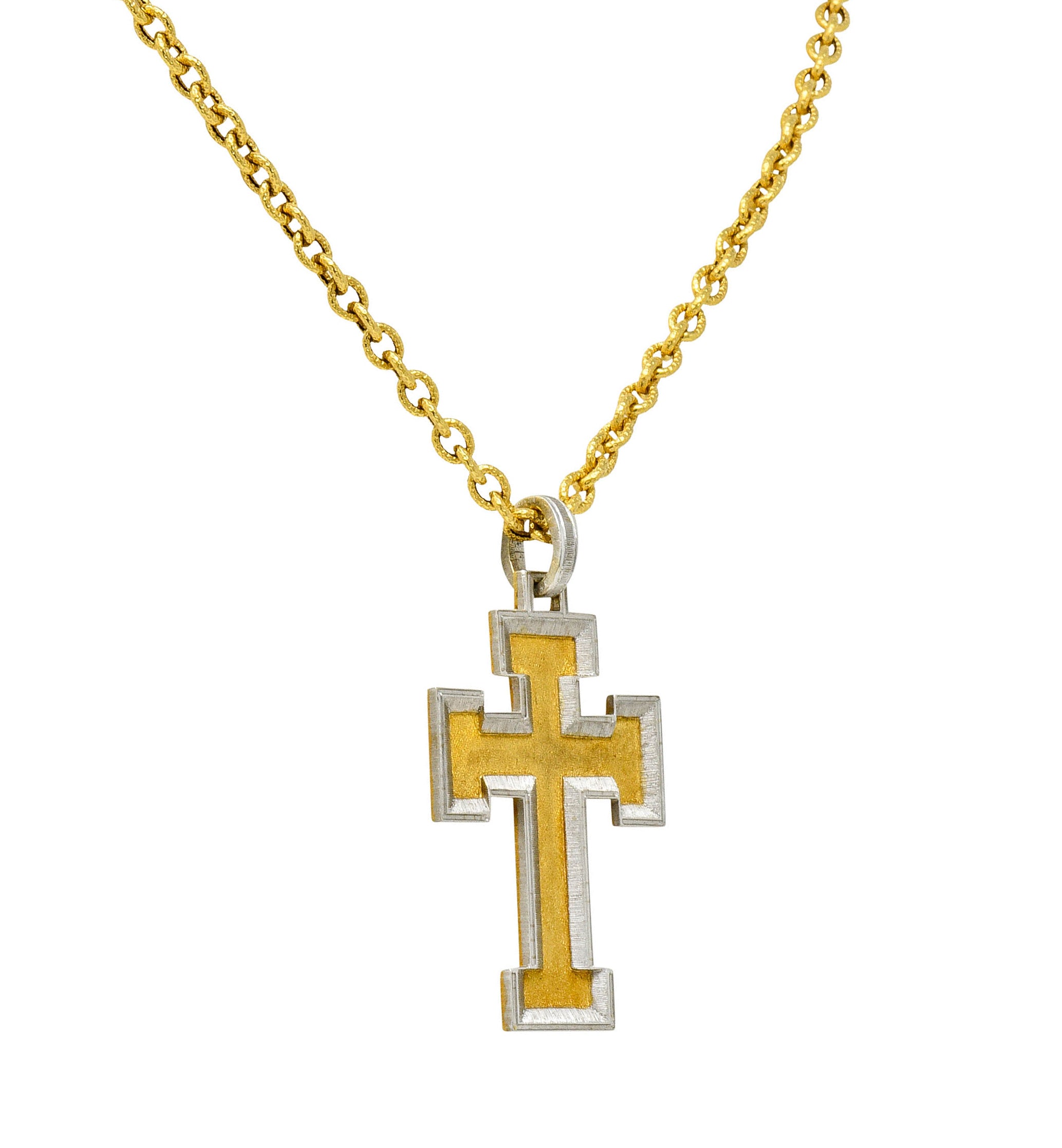 Buccellati Vintage Italian Platinum 18 Karat Gold Cross Pendant NecklaceNecklace - Wilson's Estate Jewelry
