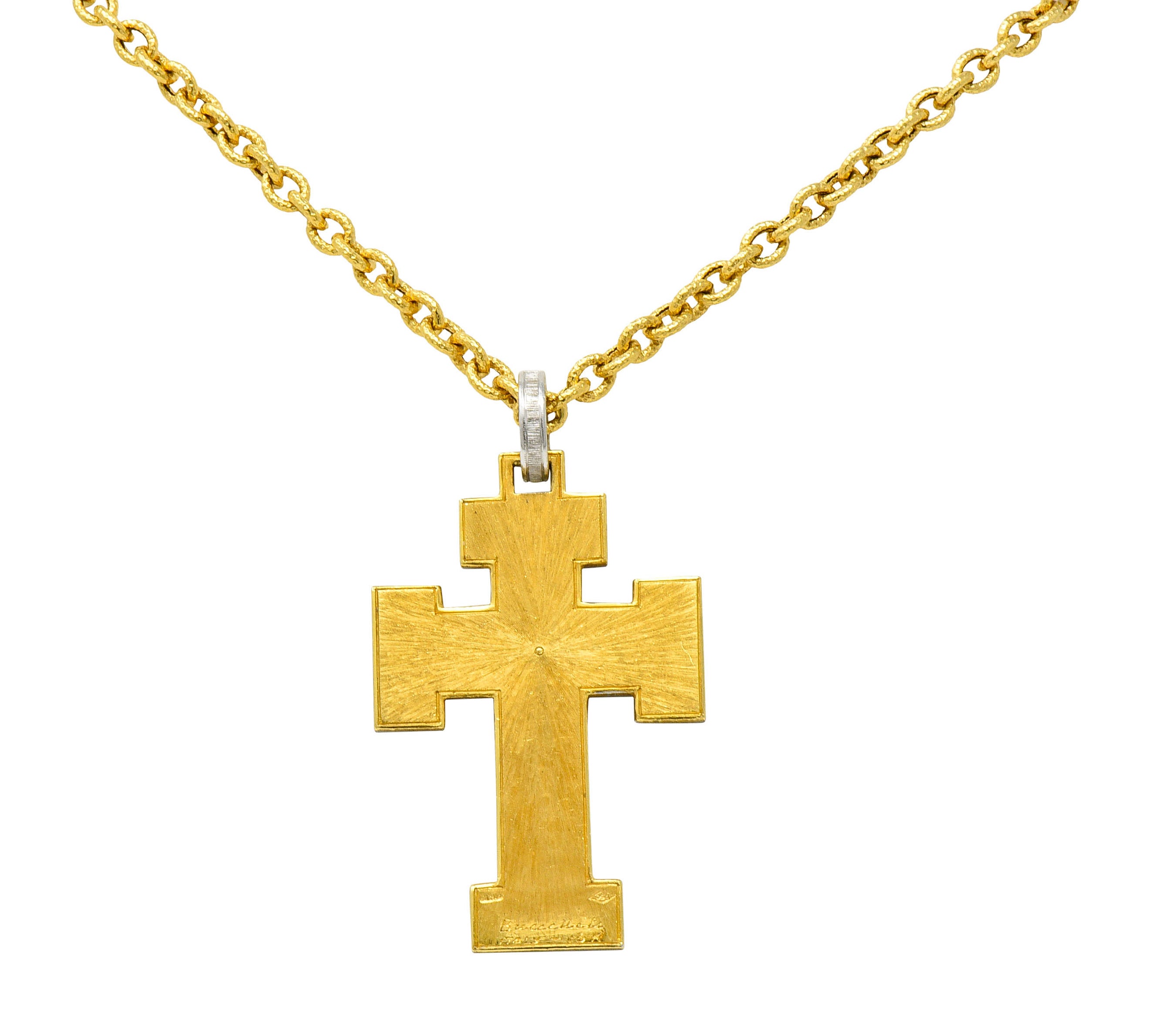 Buccellati Vintage Italian Platinum 18 Karat Gold Cross Pendant NecklaceNecklace - Wilson's Estate Jewelry