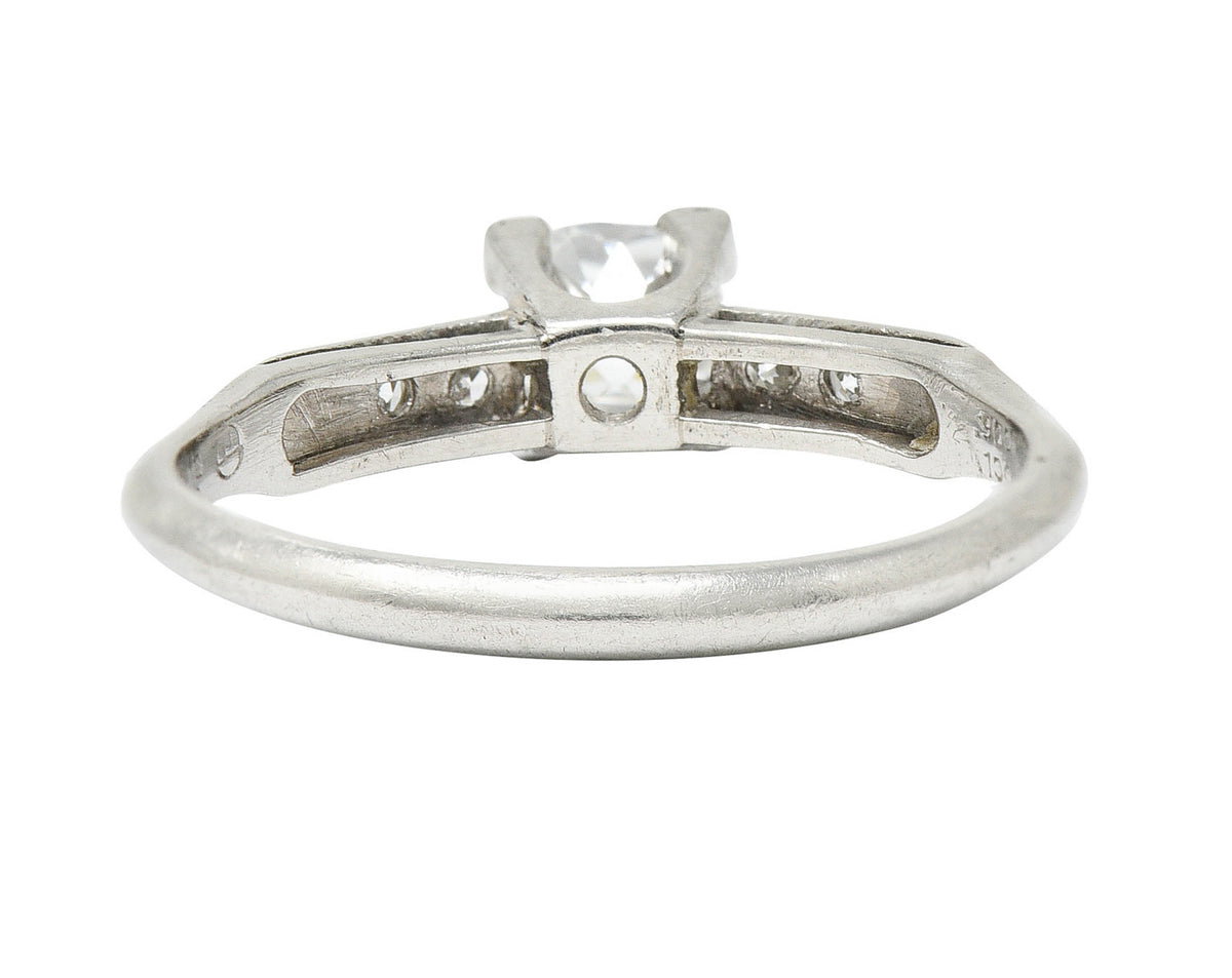 Traub 0.63 CTW Old Mine Diamond Platinum Fishtail Engagement Ring GIARing - Wilson's Estate Jewelry
