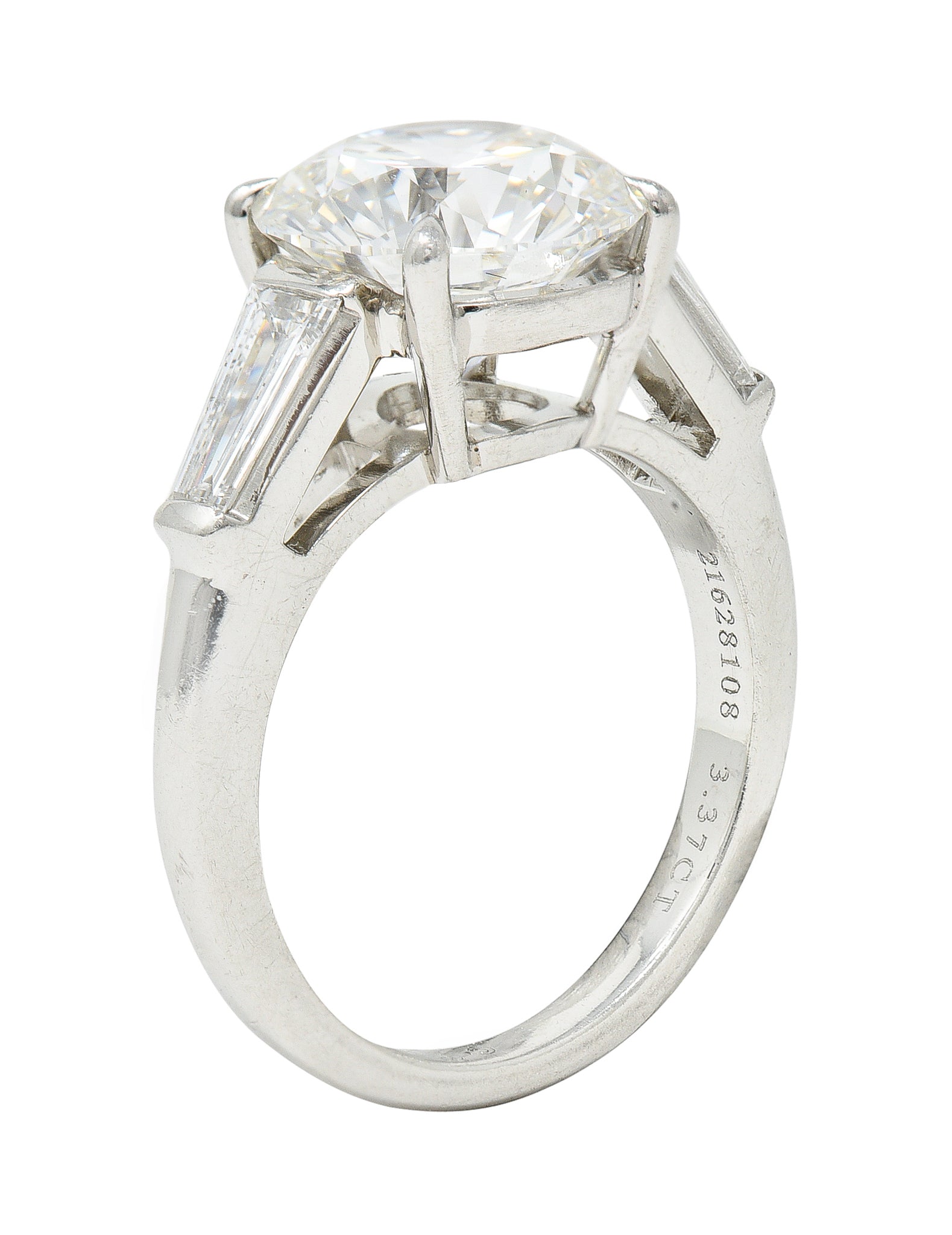 Exceptional Tiffany & Co. 3.82 CTW Round Brilliant Diamond Platinum Engagement Ring Wilson's Estate Jewelry