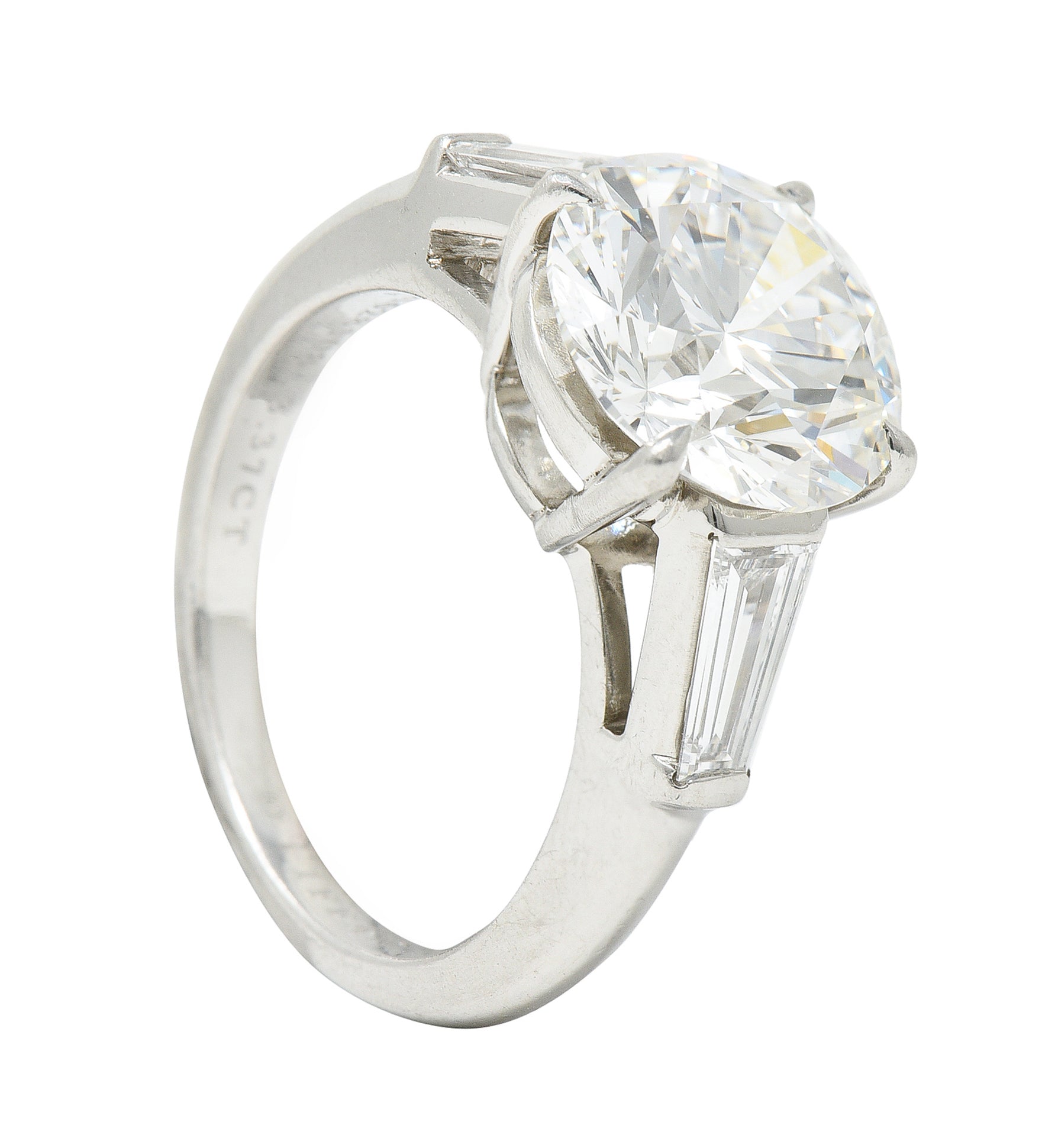 Exceptional Tiffany & Co. 3.82 CTW Round Brilliant Diamond Platinum Engagement Ring Wilson's Estate Jewelry