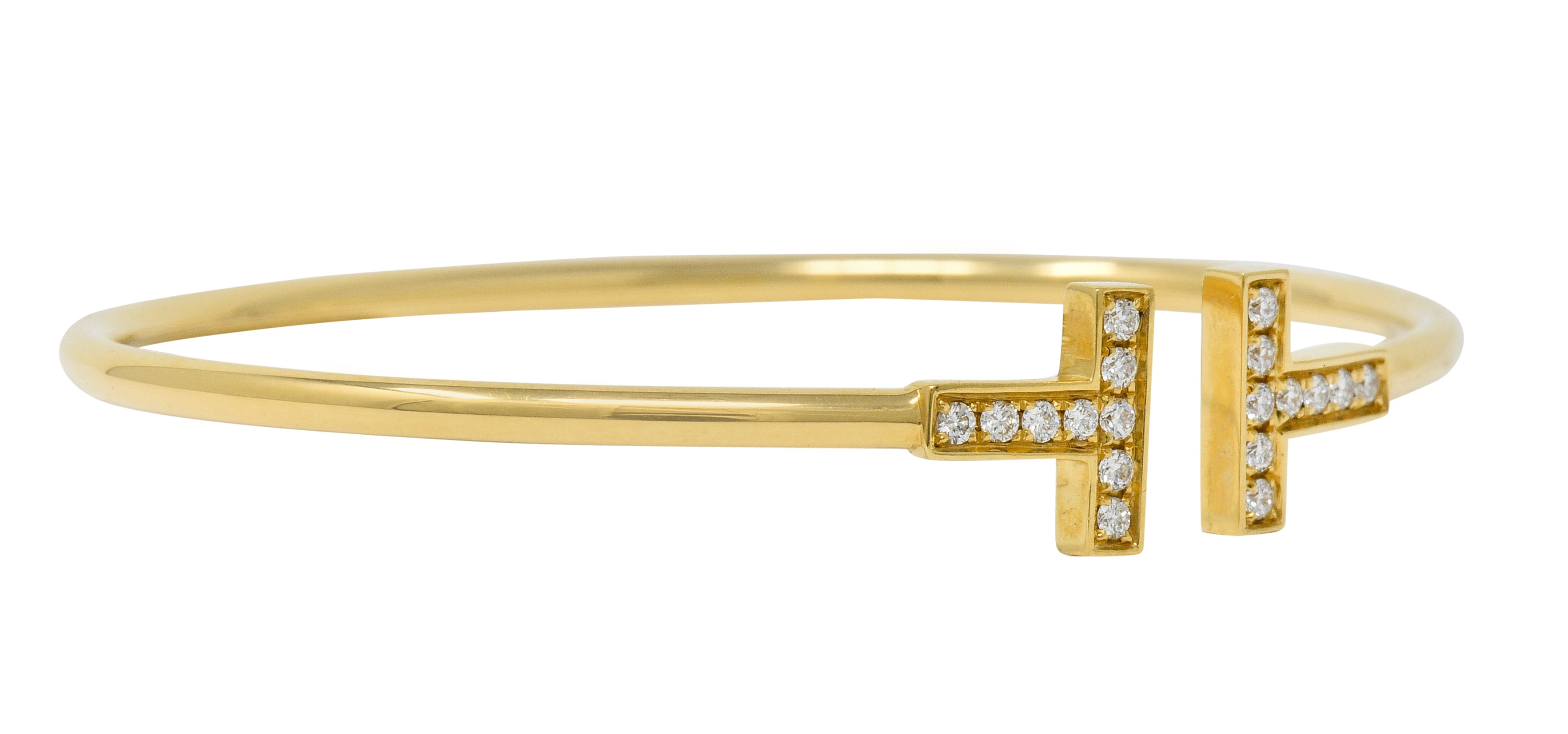 Tiffany & Co. Diamond 18 Karat Gold Tiffany T Flexible Cuff Bracelet - Wilson's Estate Jewelry