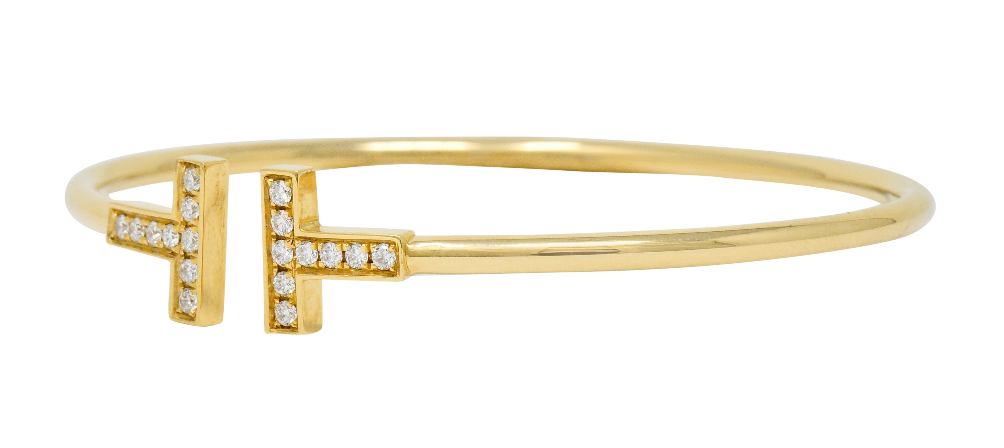 Tiffany & Co. Diamond 18 Karat Gold Tiffany T Flexible Cuff Bracelet - Wilson's Estate Jewelry