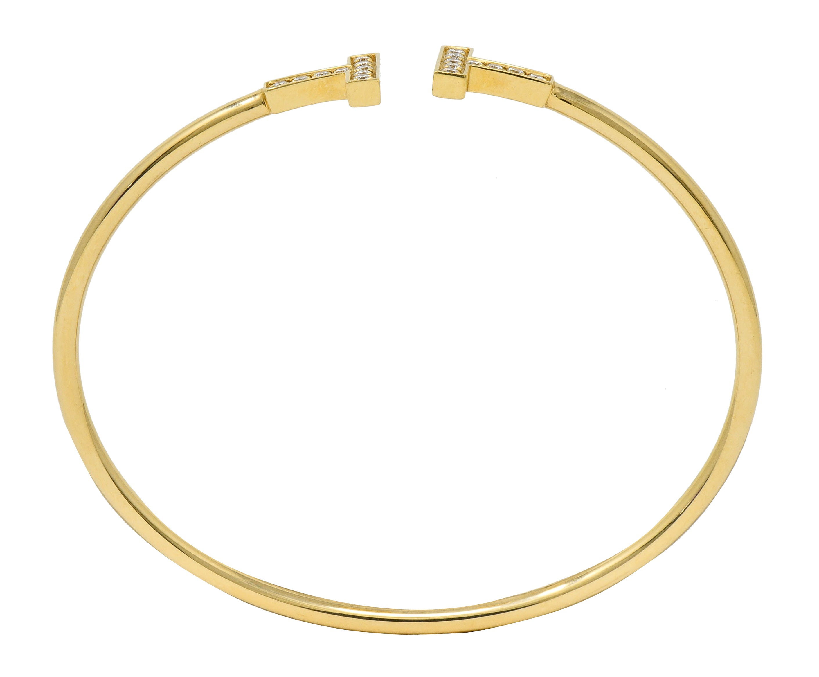 Tiffany & Co. Diamond 18 Karat Gold Tiffany T Flexible Cuff Bracelet - Wilson's Estate Jewelry