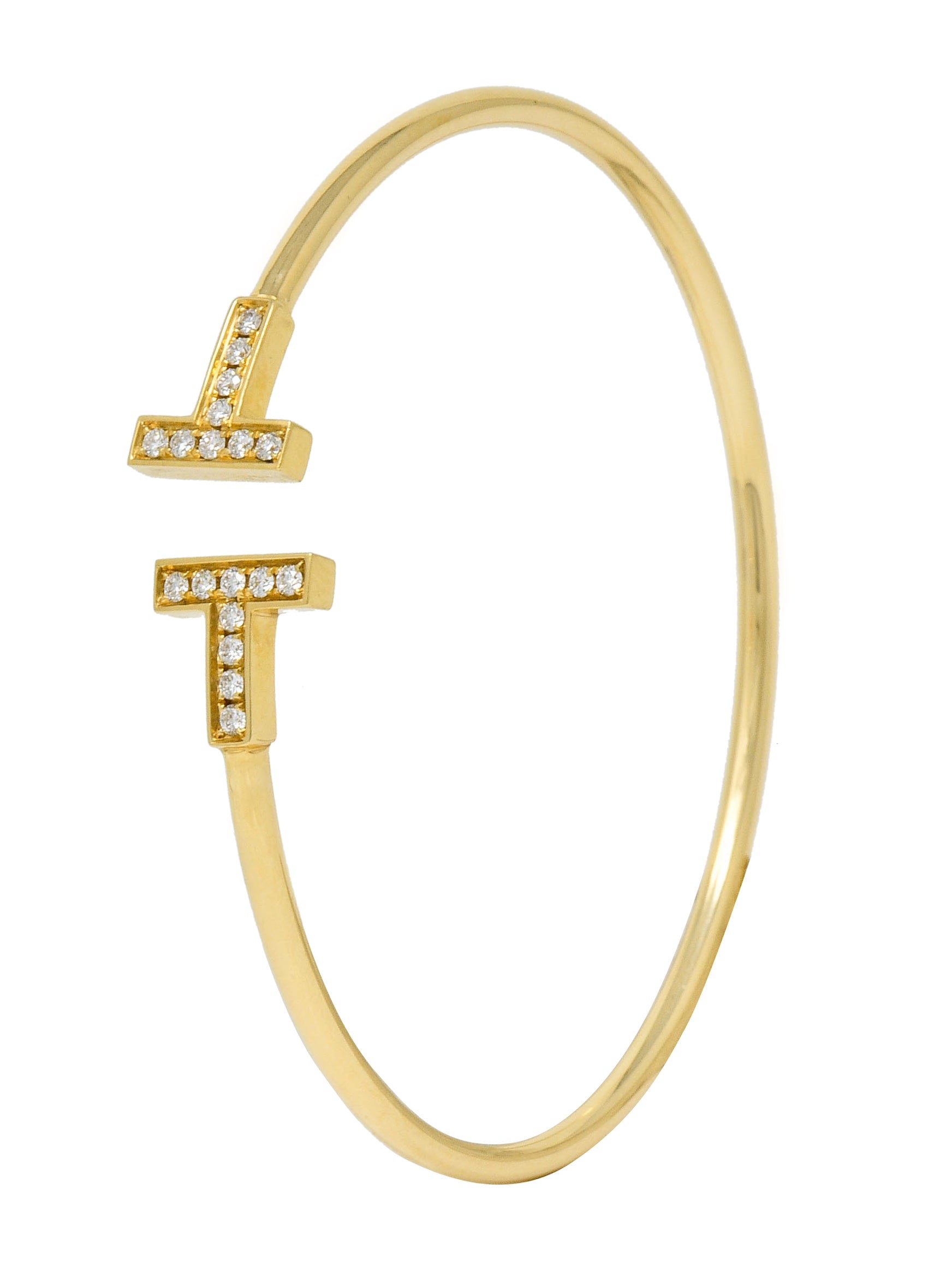 Tiffany & Co. Diamond 18 Karat Gold Tiffany T Flexible Cuff Bracelet - Wilson's Estate Jewelry