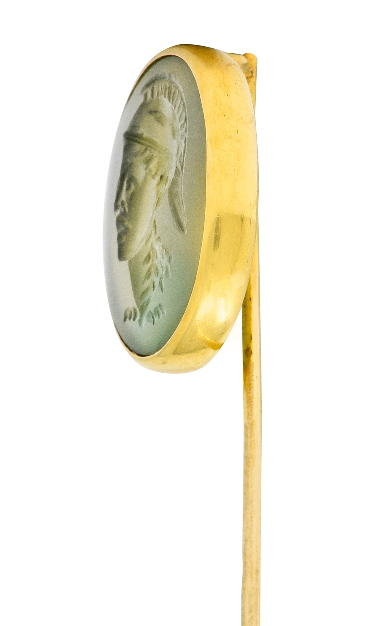 Victorian 14 Karat Gold Hardstone Intaglio Spartan Solider Stickpin - Wilson's Estate Jewelry