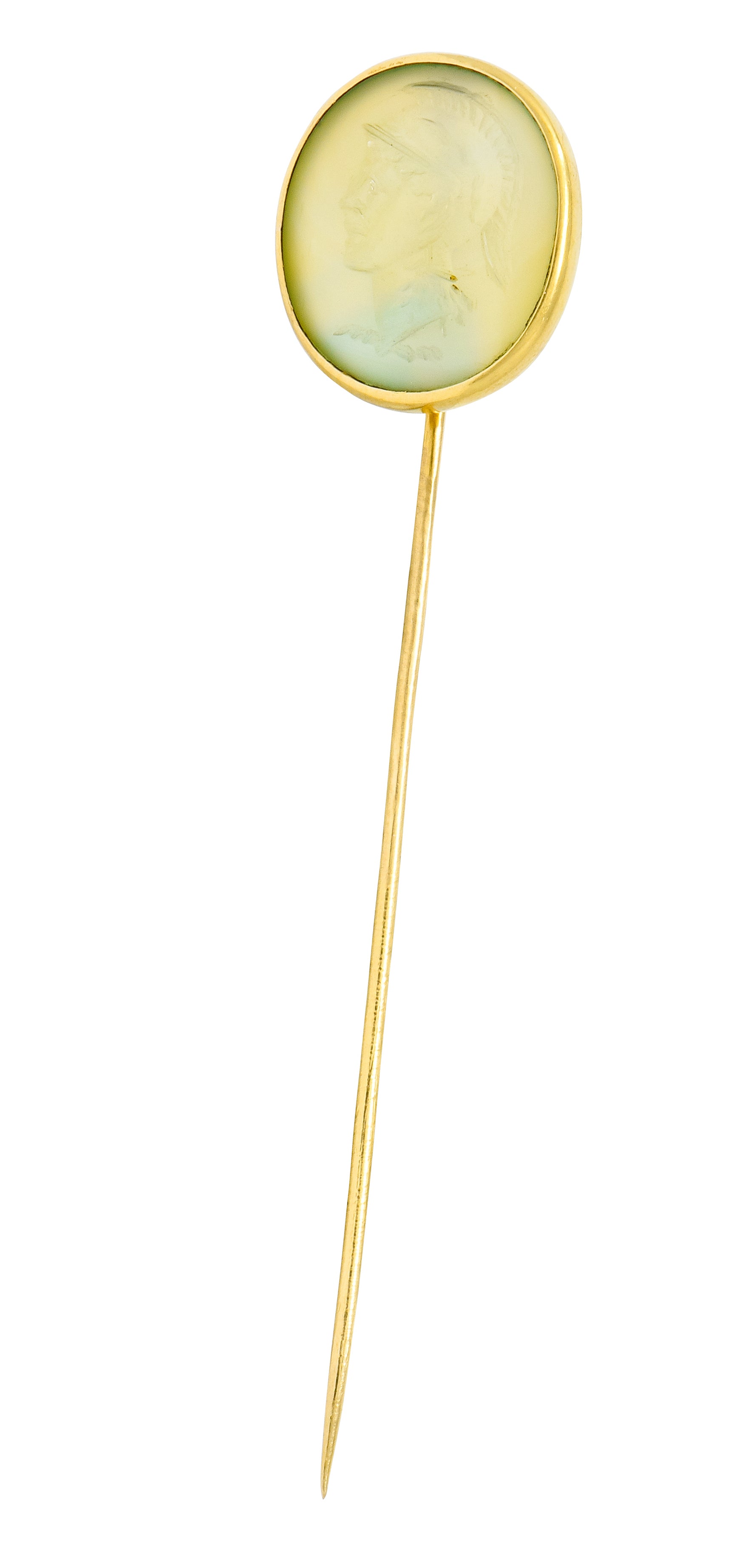 Victorian 14 Karat Gold Hardstone Intaglio Spartan Solider Stickpin - Wilson's Estate Jewelry