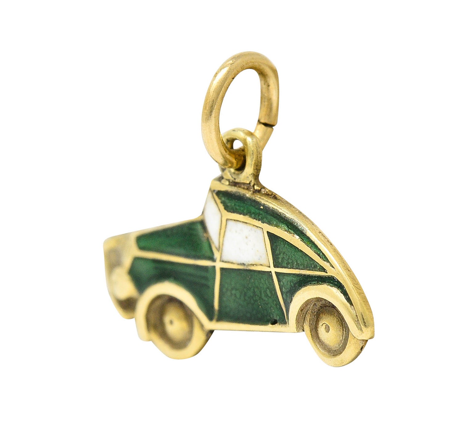 1940's Retro Enamel 14 Karat Gold Car Charmcharm - Wilson's Estate Jewelry