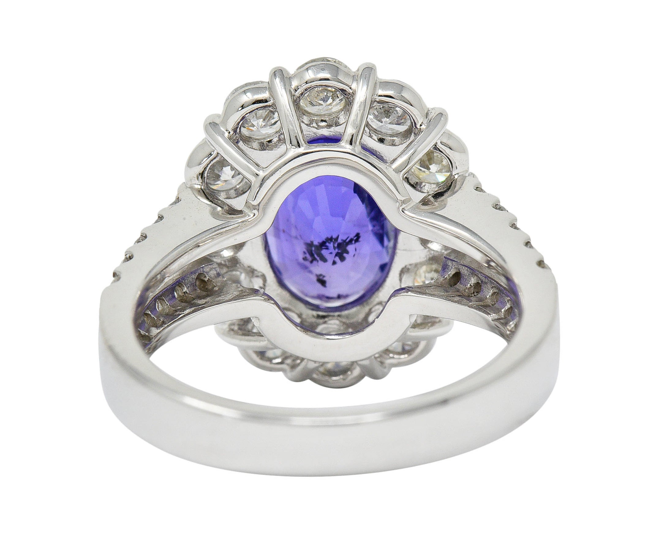 7.10 CTW No Heat Sapphire Diamond Platinum Cluster Ring AIGSRing - Wilson's Estate Jewelry