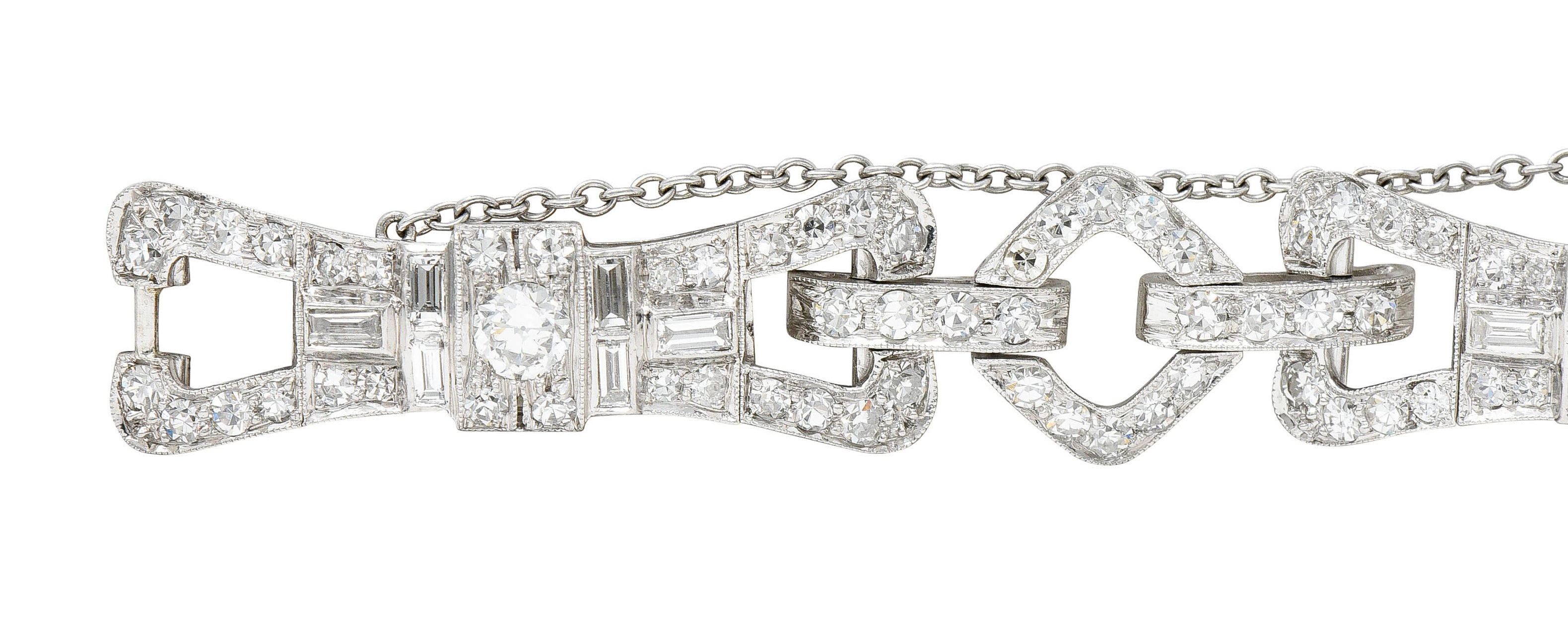 Art Deco 6.15 CTW Diamond Platinum Buckle Link Braceletbracelet - Wilson's Estate Jewelry