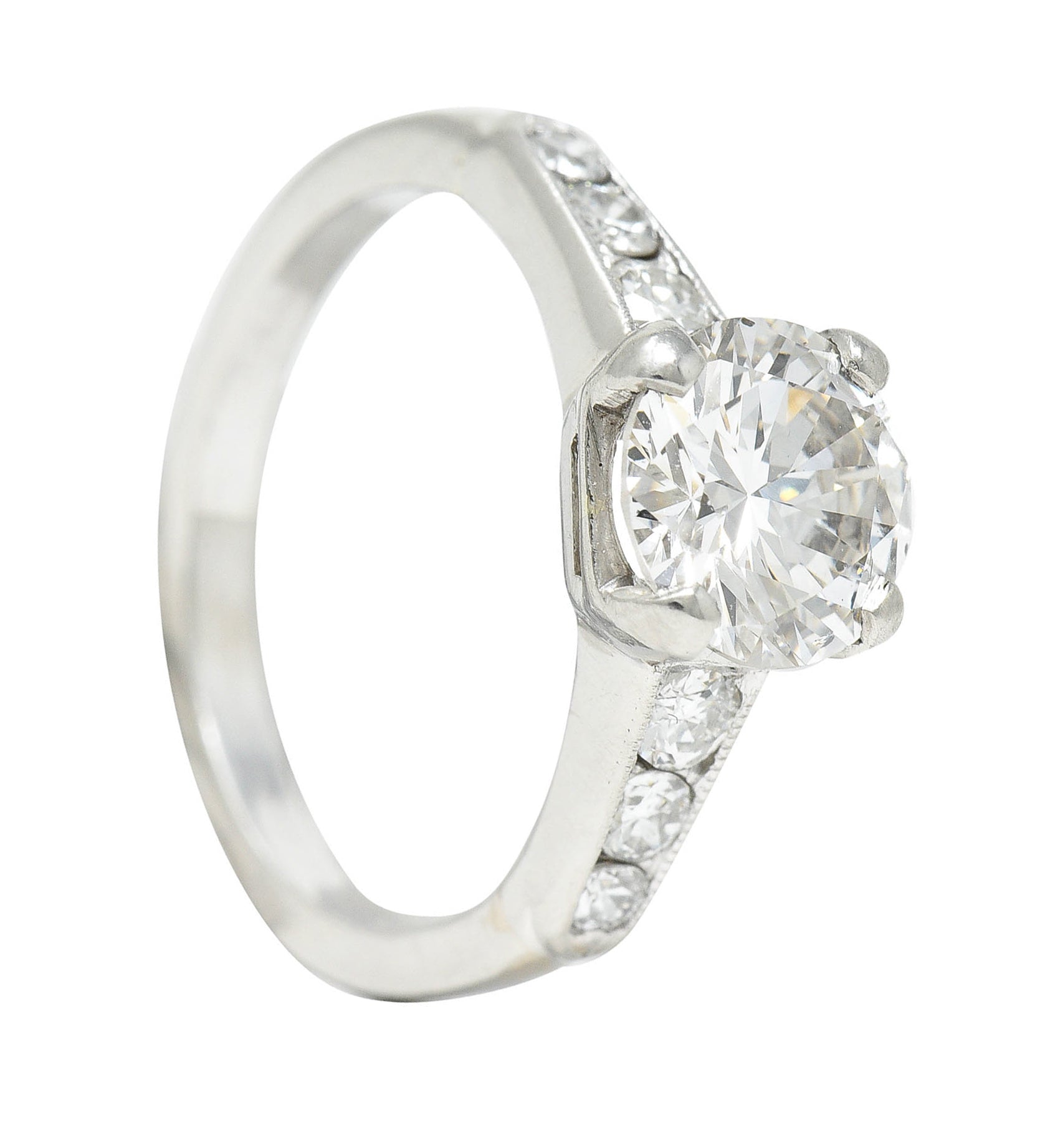 Mid-Century 1.65 CTW Diamond Platinum Engagement RingRing - Wilson's Estate Jewelry