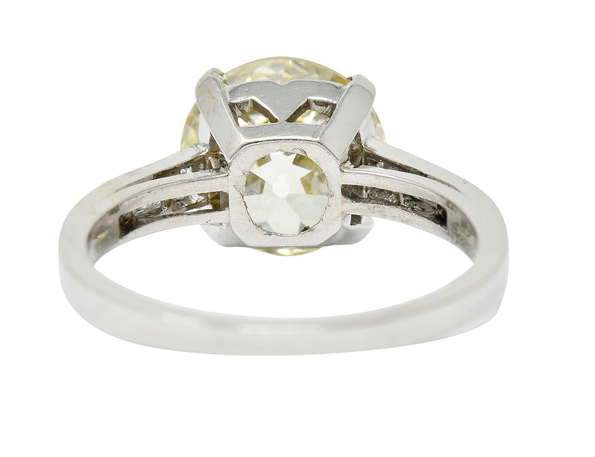 1930's Art Deco 3.20 CTW Diamond Platinum Engagement Ring GIARing - Wilson's Estate Jewelry