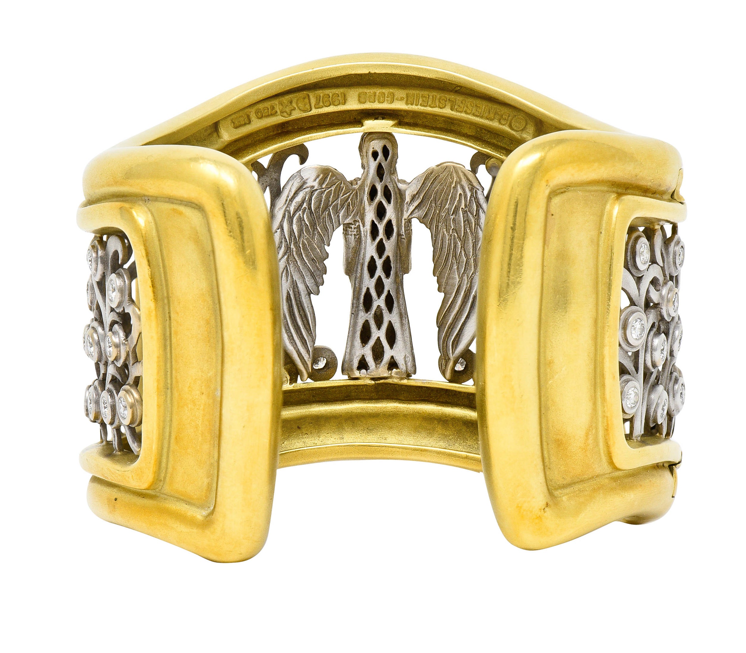 Substantial Kieselstein & Cord Diamond Two-Tone 18 Karat Gold Angel Cuff Braceletbracelet - Wilson's Estate Jewelry