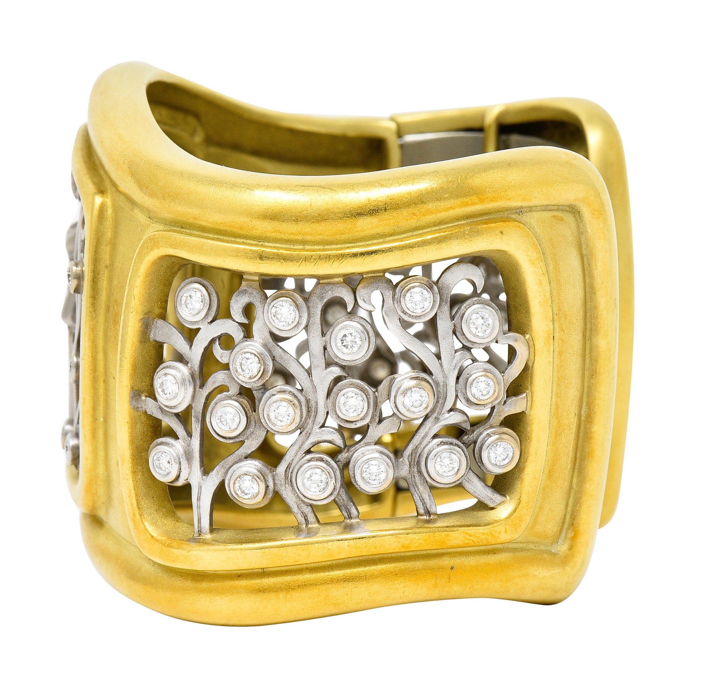Substantial Kieselstein & Cord Diamond Two-Tone 18 Karat Gold Angel Cuff Braceletbracelet - Wilson's Estate Jewelry