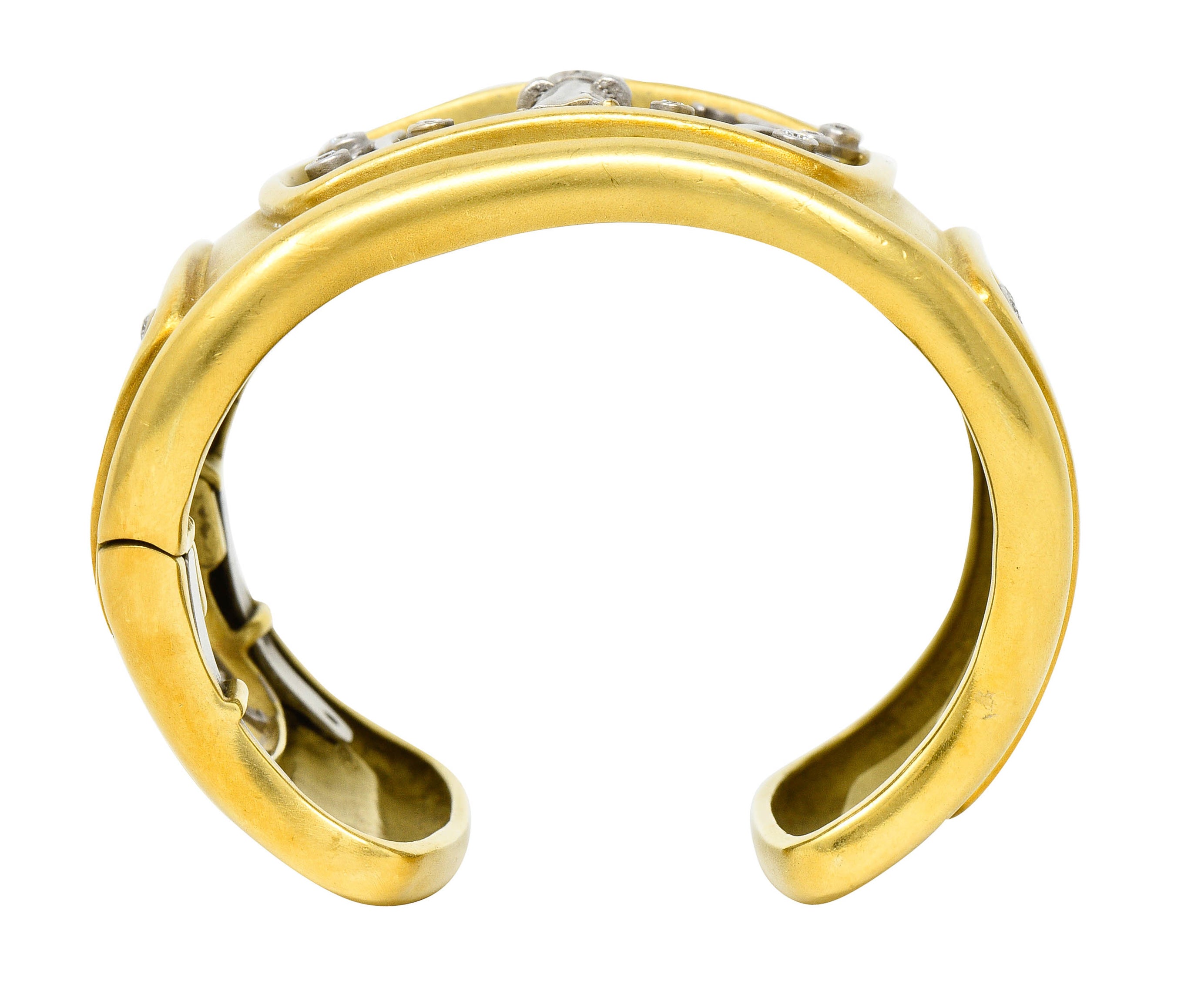 Substantial Kieselstein & Cord Diamond Two-Tone 18 Karat Gold Angel Cuff Braceletbracelet - Wilson's Estate Jewelry