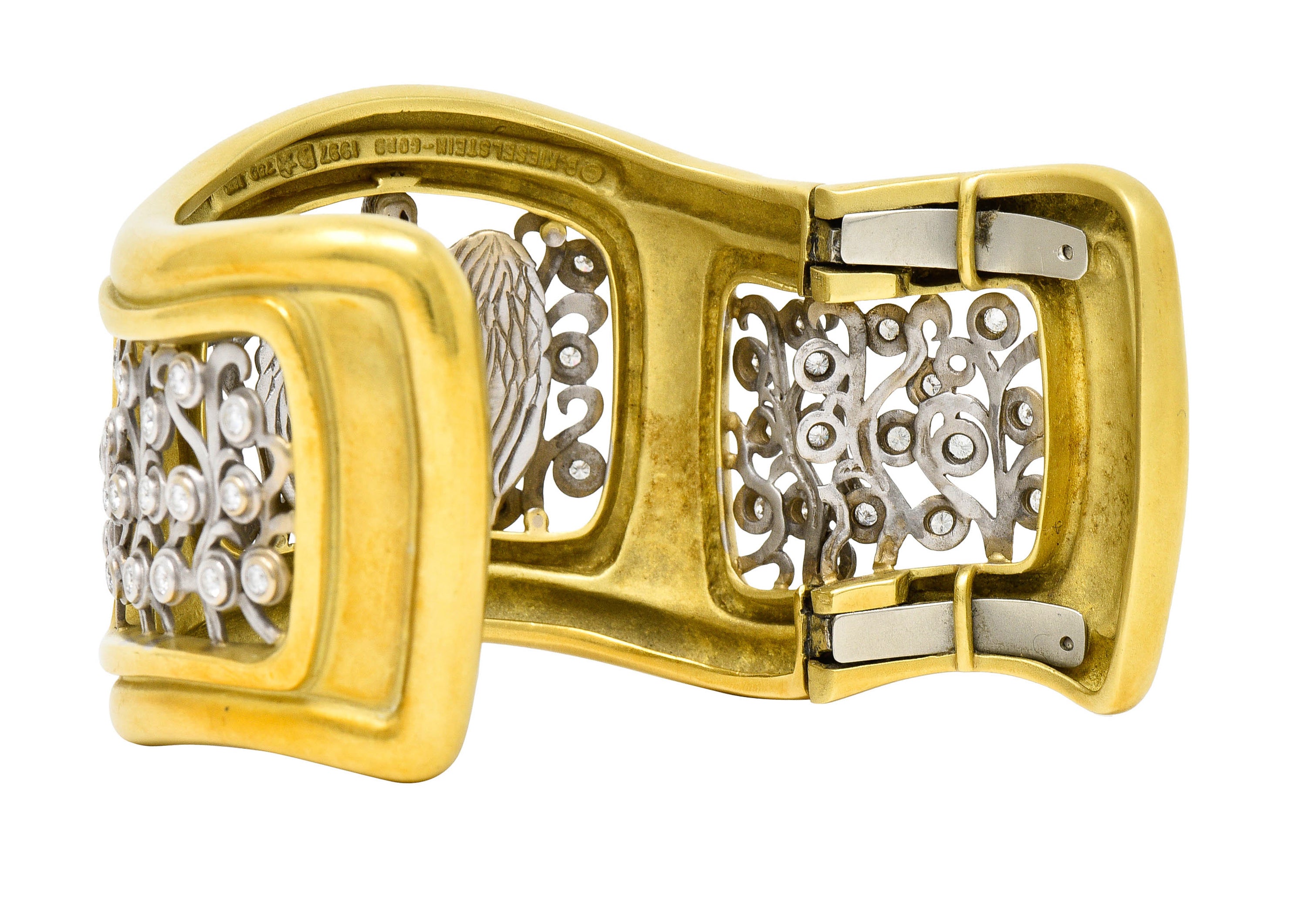 Substantial Kieselstein & Cord Diamond Two-Tone 18 Karat Gold Angel Cuff Braceletbracelet - Wilson's Estate Jewelry