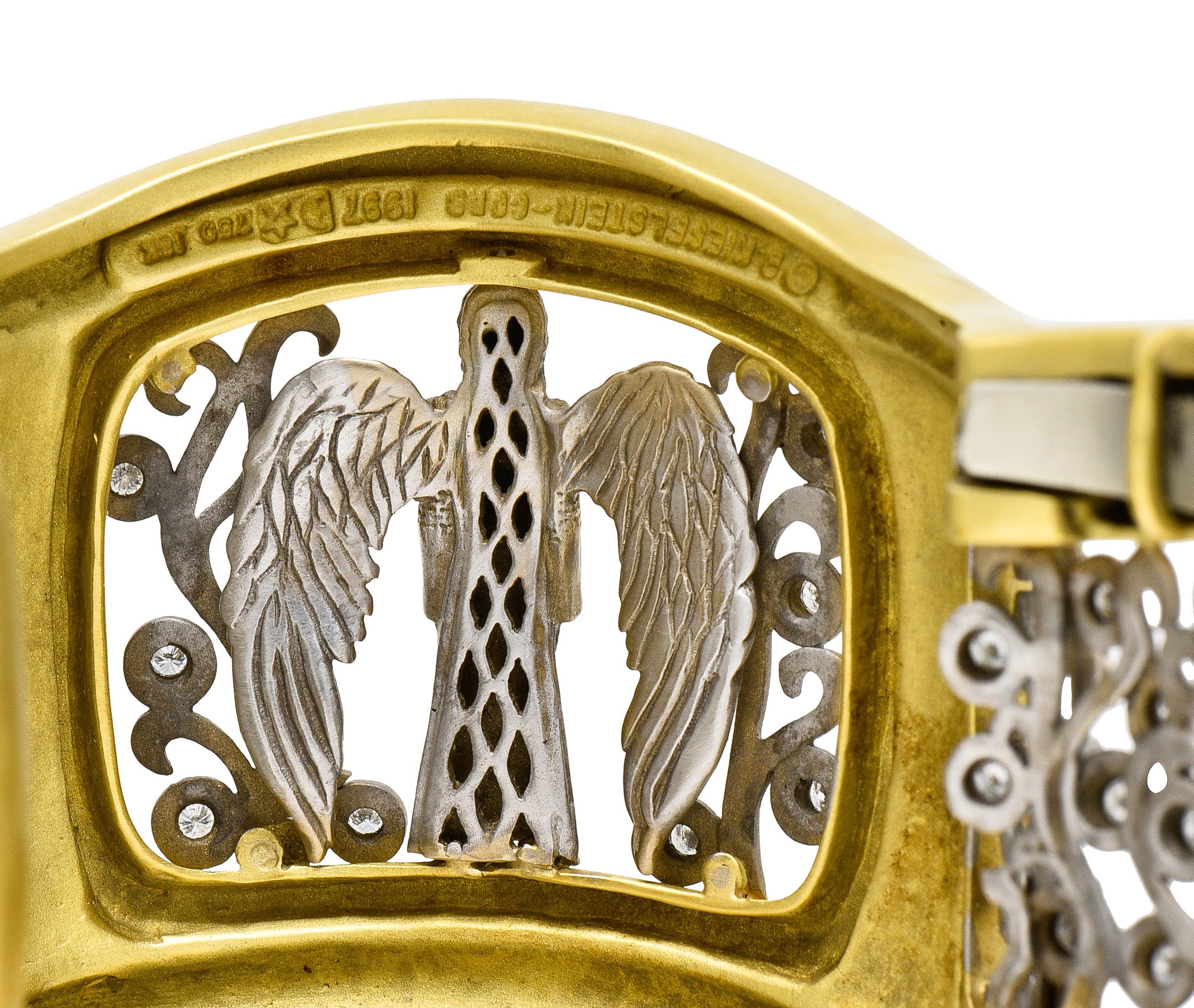 Substantial Kieselstein & Cord Diamond Two-Tone 18 Karat Gold Angel Cuff Braceletbracelet - Wilson's Estate Jewelry