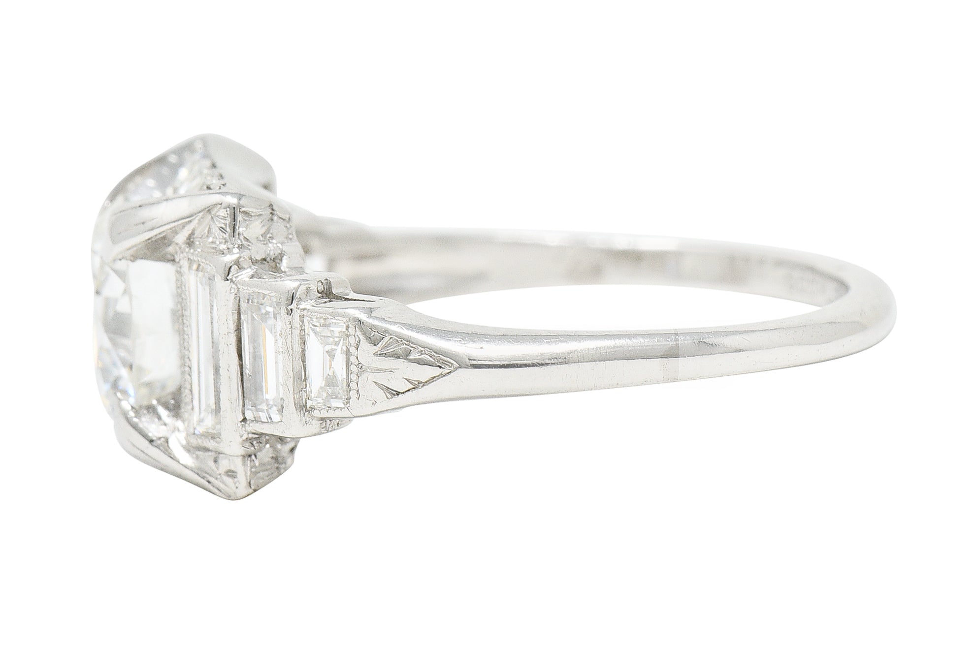 Art Deco 2.29 CTW Diamond Platinum Tiered Engagement Ring GIARing - Wilson's Estate Jewelry