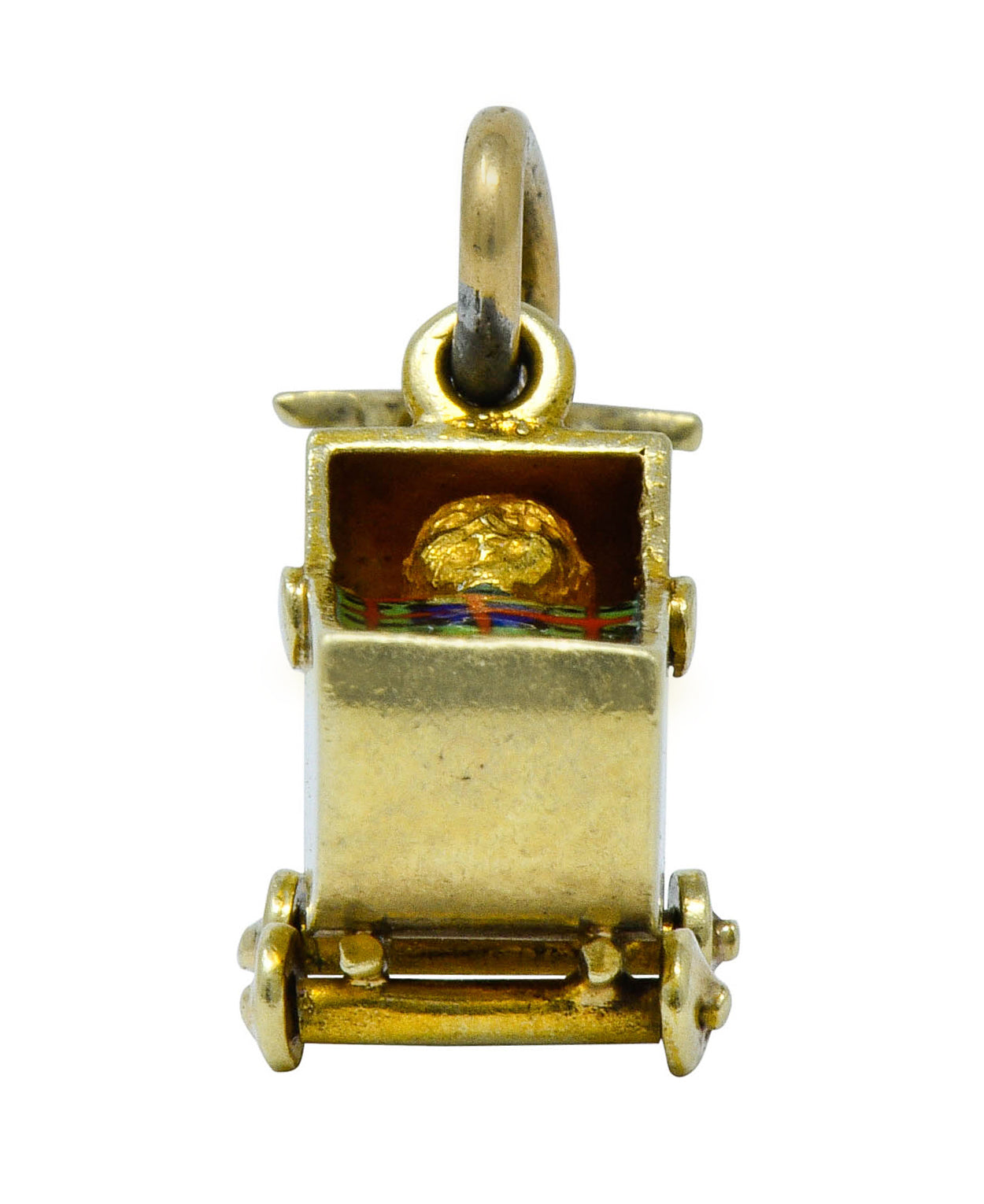 Sloan & Co. Retro Enamel 14 Karat Gold Baby Carriage Charmcharm - Wilson's Estate Jewelry