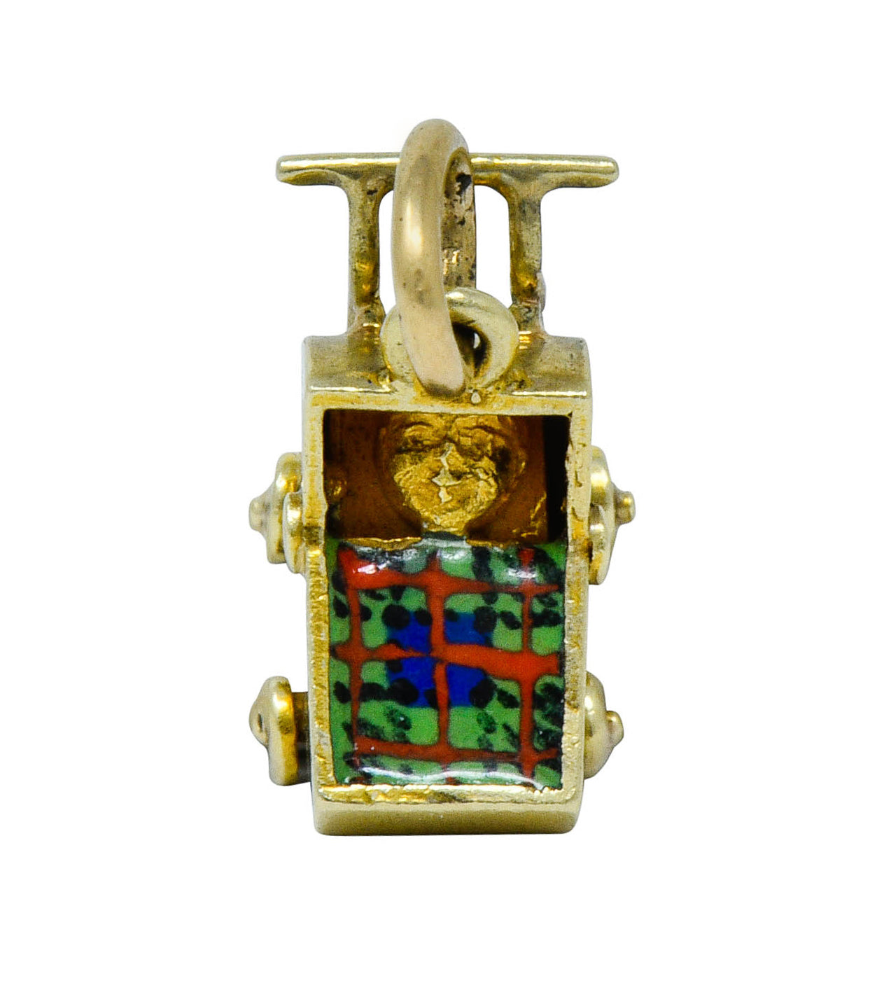 Sloan & Co. Retro Enamel 14 Karat Gold Baby Carriage Charmcharm - Wilson's Estate Jewelry