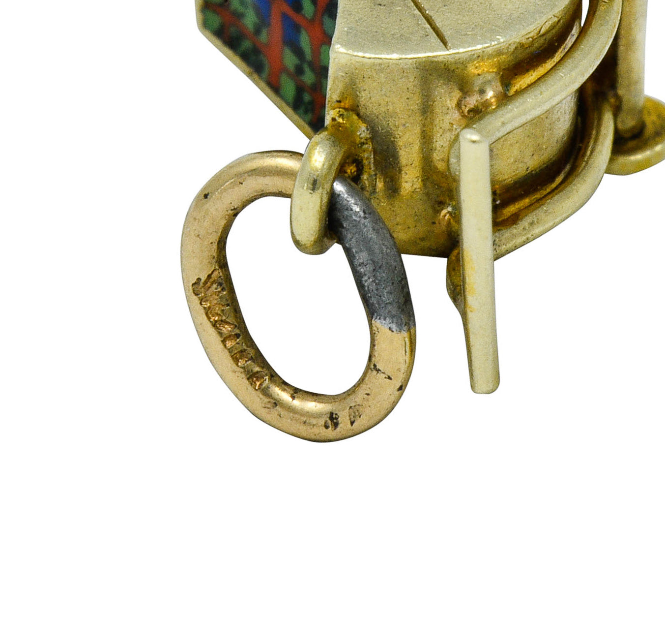 Sloan & Co. Retro Enamel 14 Karat Gold Baby Carriage Charmcharm - Wilson's Estate Jewelry