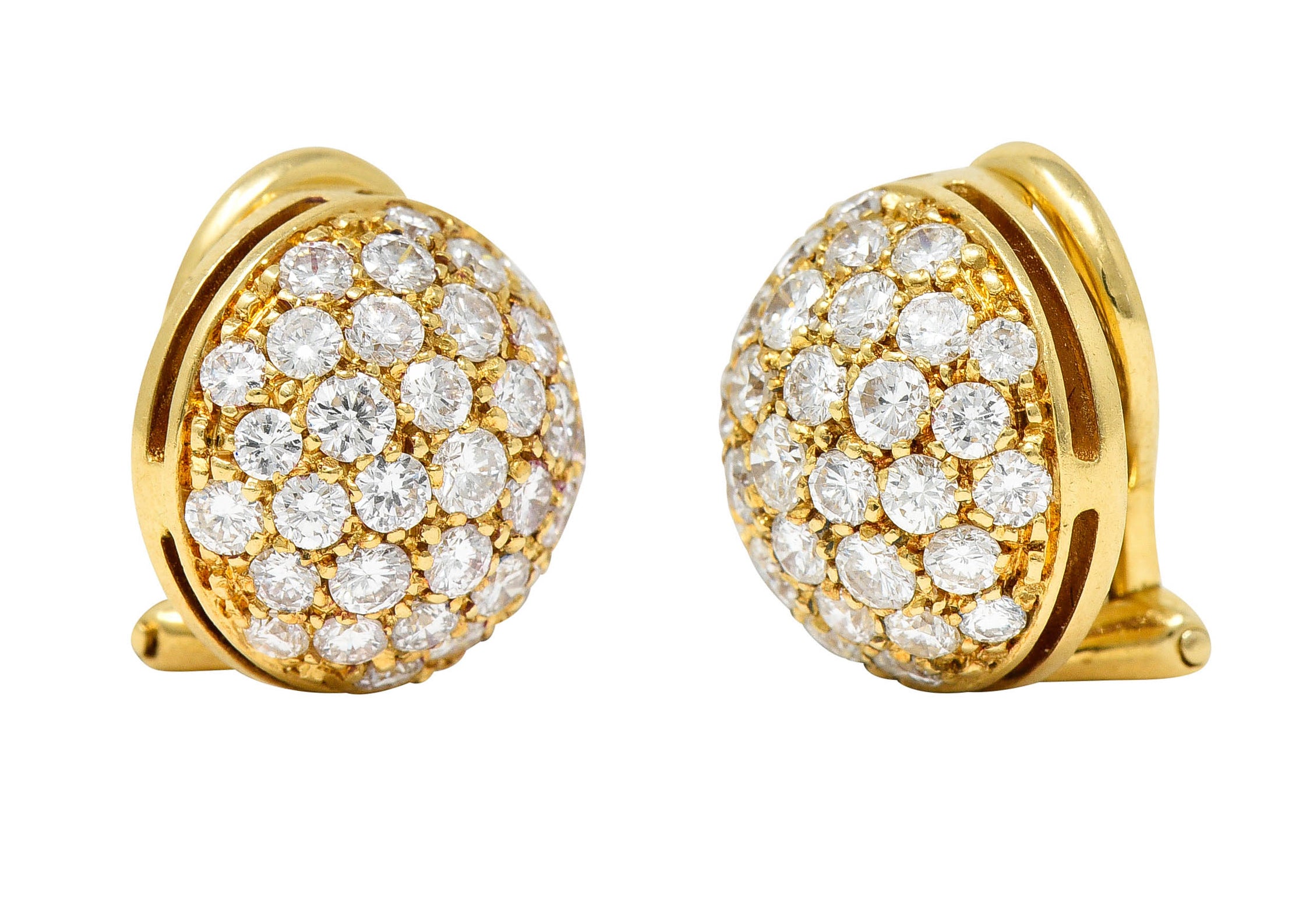 Cartier 1.10 CTW Pave Diamond 18 Karat Gold Dome Ear-Clip EarringsEarrings - Wilson's Estate Jewelry