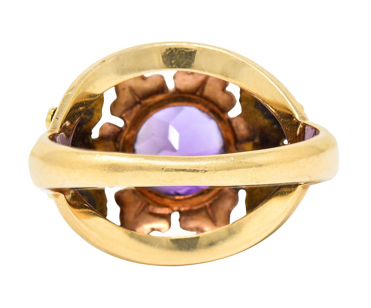 Jones & Woodland Amethyst 14 Karat Tri-Colored Gold Foliate Band RingRing - Wilson's Estate Jewelry