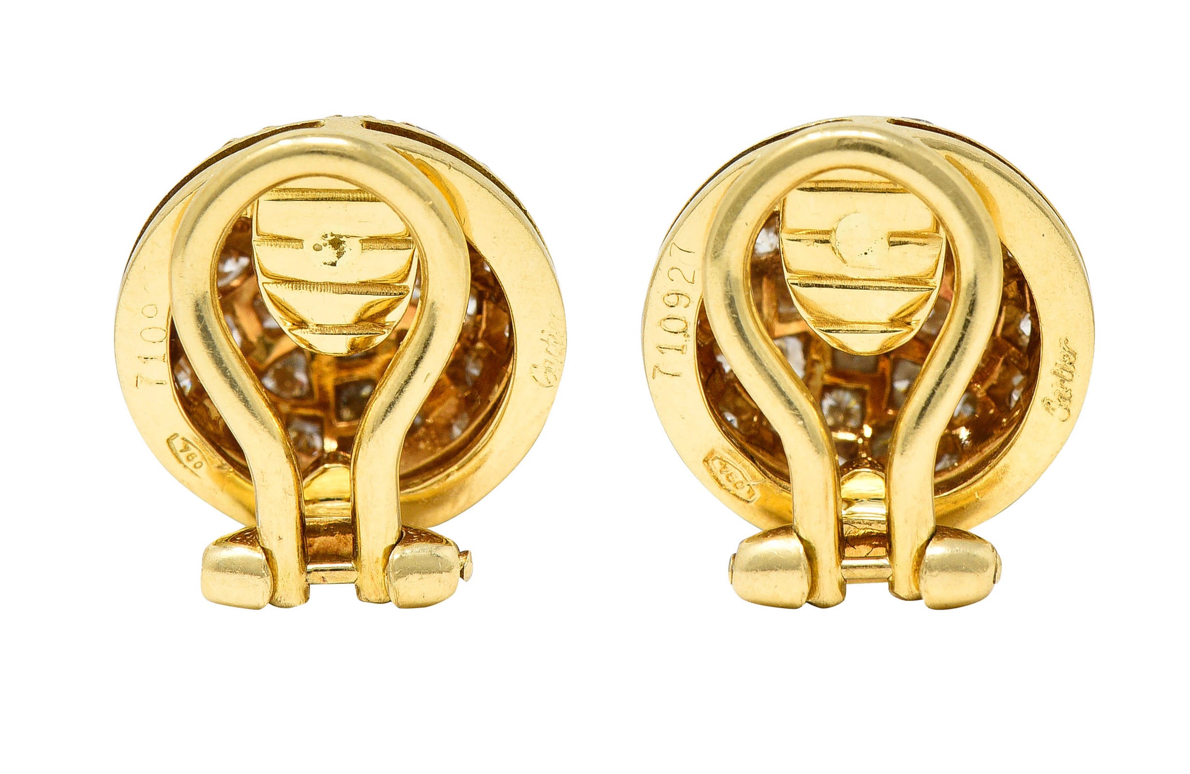Cartier 1.10 CTW Pave Diamond 18 Karat Gold Dome Ear-Clip EarringsEarrings - Wilson's Estate Jewelry