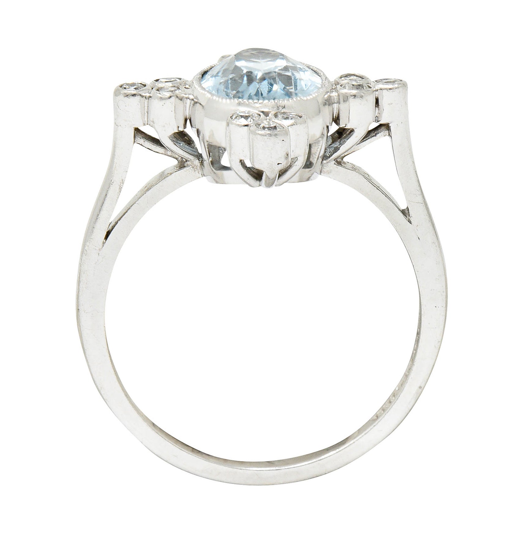 1960's Vintage 2.05 CTW Aquamarine Diamond Platinum Cluster RingRing - Wilson's Estate Jewelry