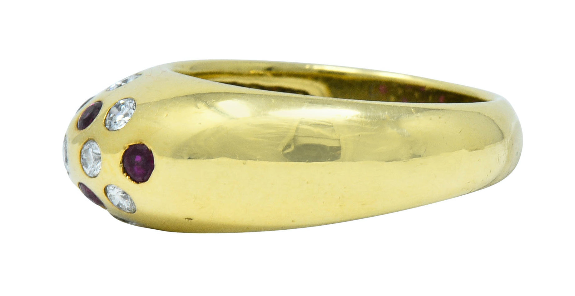 Vintage 0.55 CTW Ruby Diamond 18 Karat Gold Bombe Sprinkle Band RingRing - Wilson's Estate Jewelry