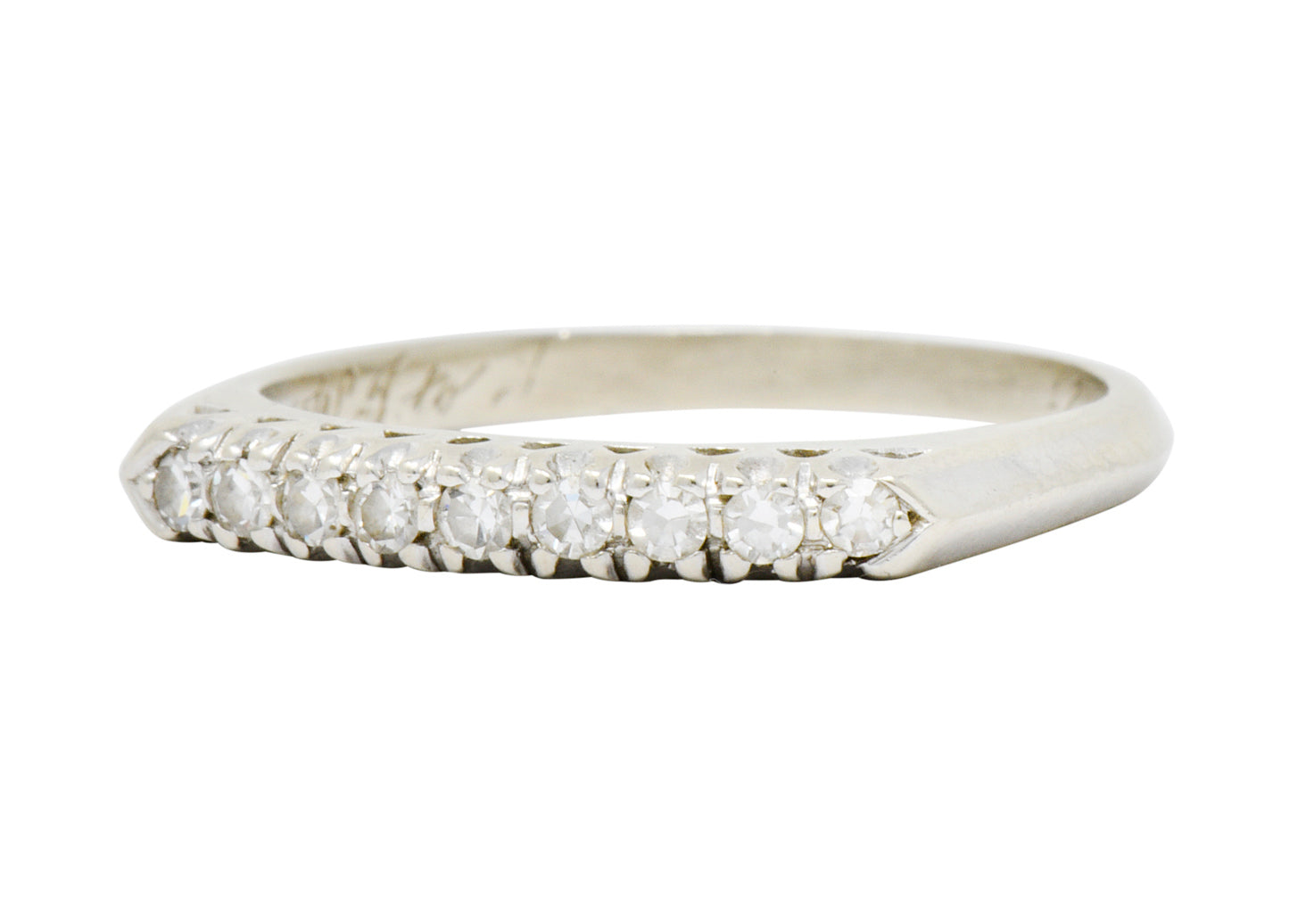 Retro 0.25 CTW Diamond 14 Karat White Gold Fishtail Stacking Band Ring - Wilson's Estate Jewelry