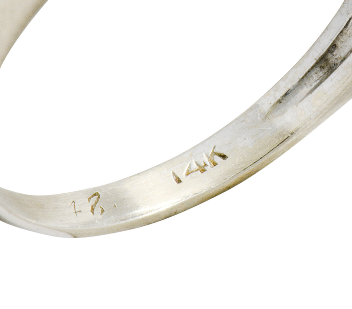 Retro 0.25 CTW Diamond 14 Karat White Gold Fishtail Stacking Band Ring - Wilson's Estate Jewelry