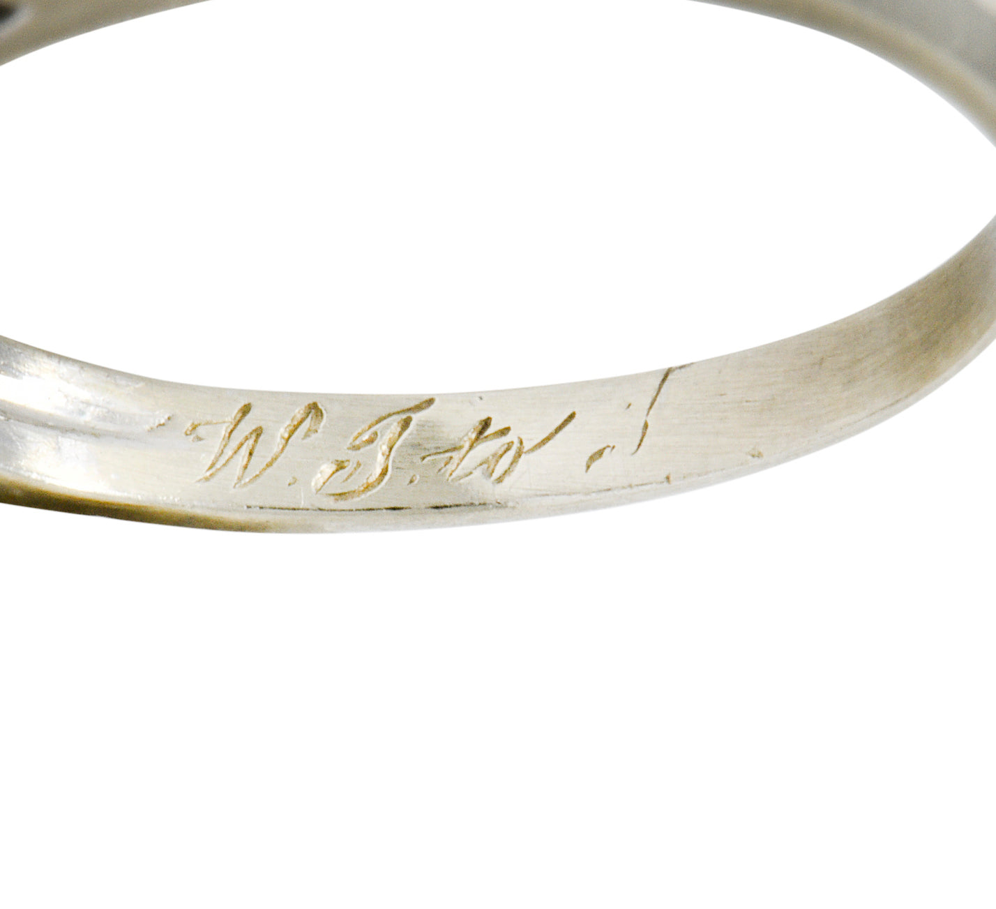 Retro 0.25 CTW Diamond 14 Karat White Gold Fishtail Stacking Band Ring - Wilson's Estate Jewelry